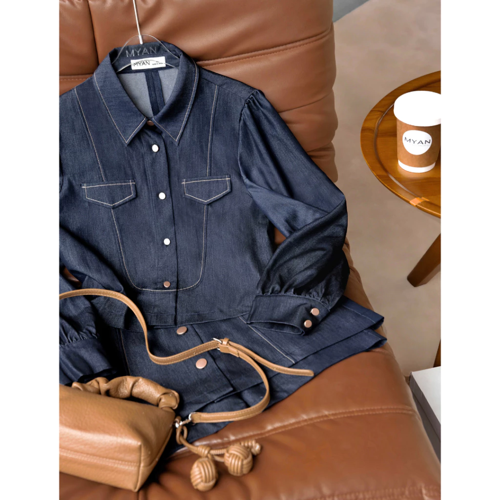 Áo sơ mi giả jeans cổ đức