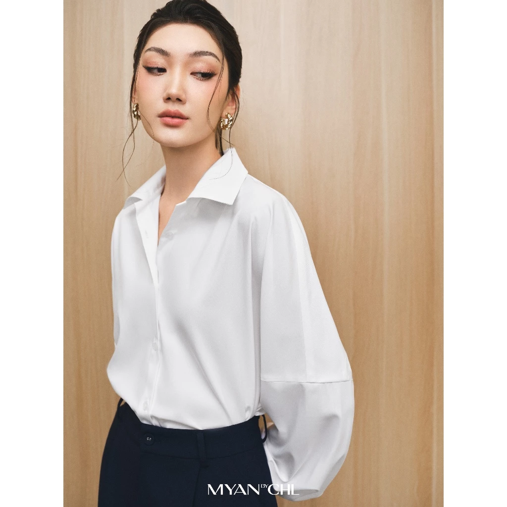 Áo sơ mi thô dáng rộng vai rơi