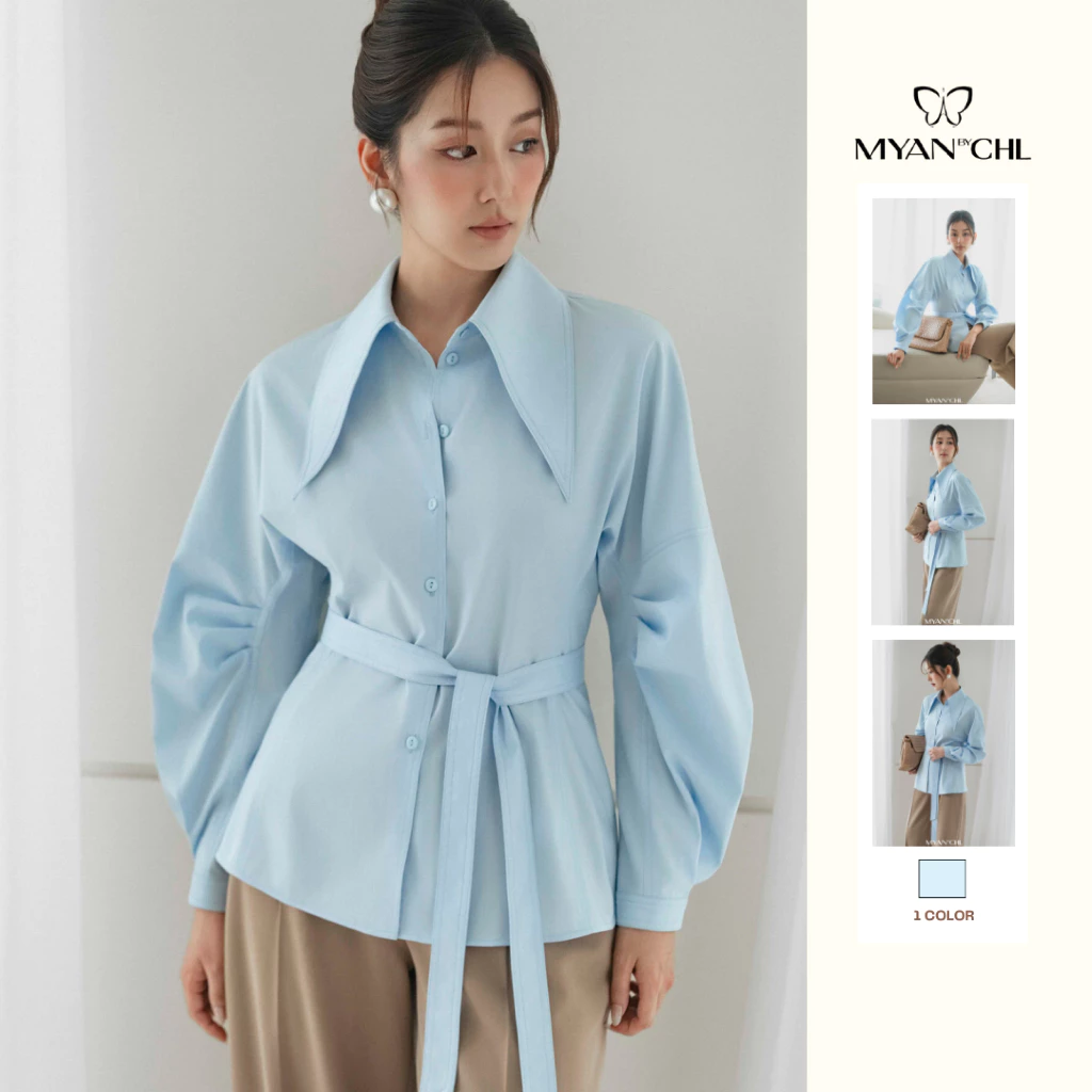 Áo sơ mi xếp ly sườn tay dáng ôm