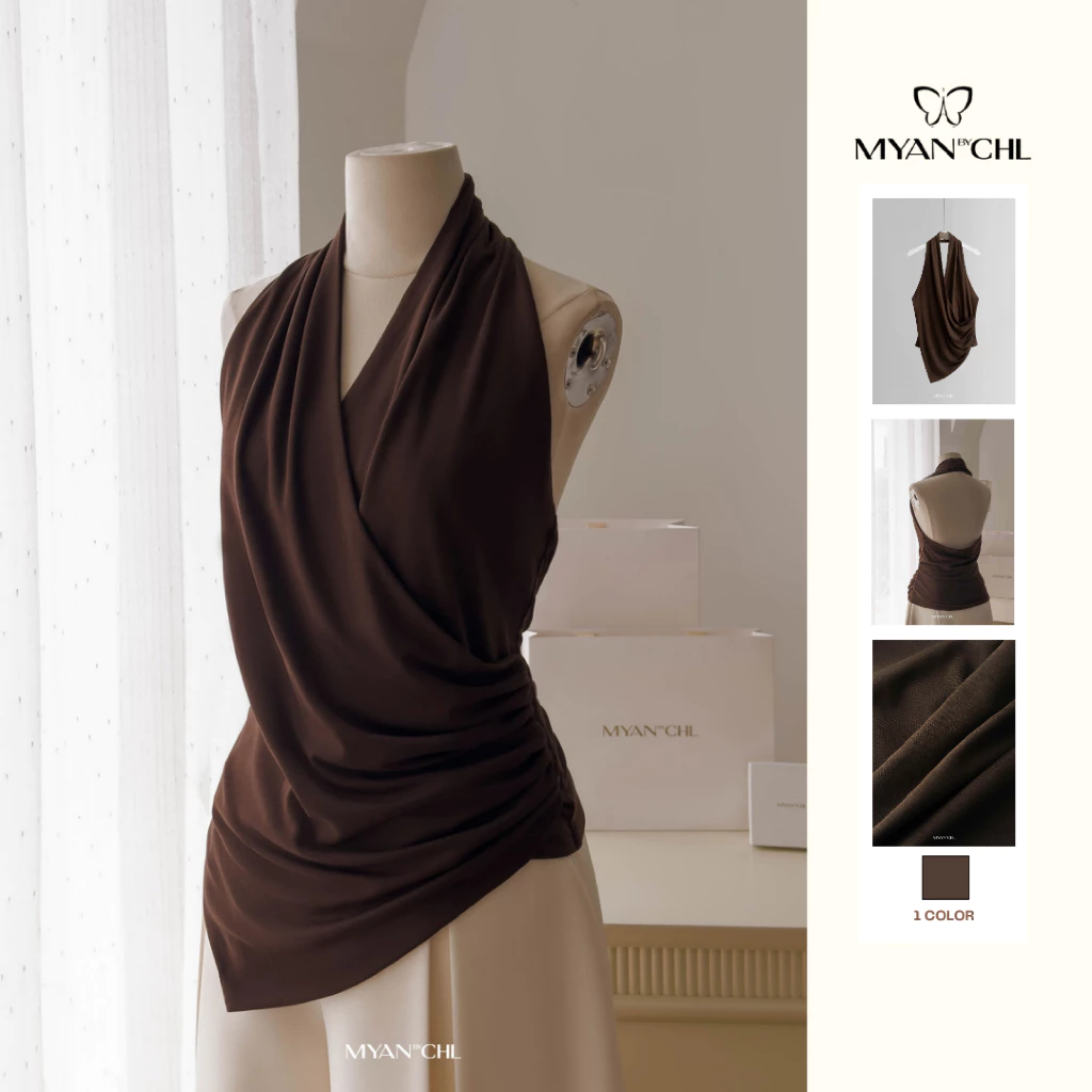 Áo thun cổ yếm đổ vạt chéo