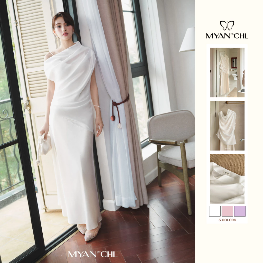 Áo tơ xếp ly lệch vai