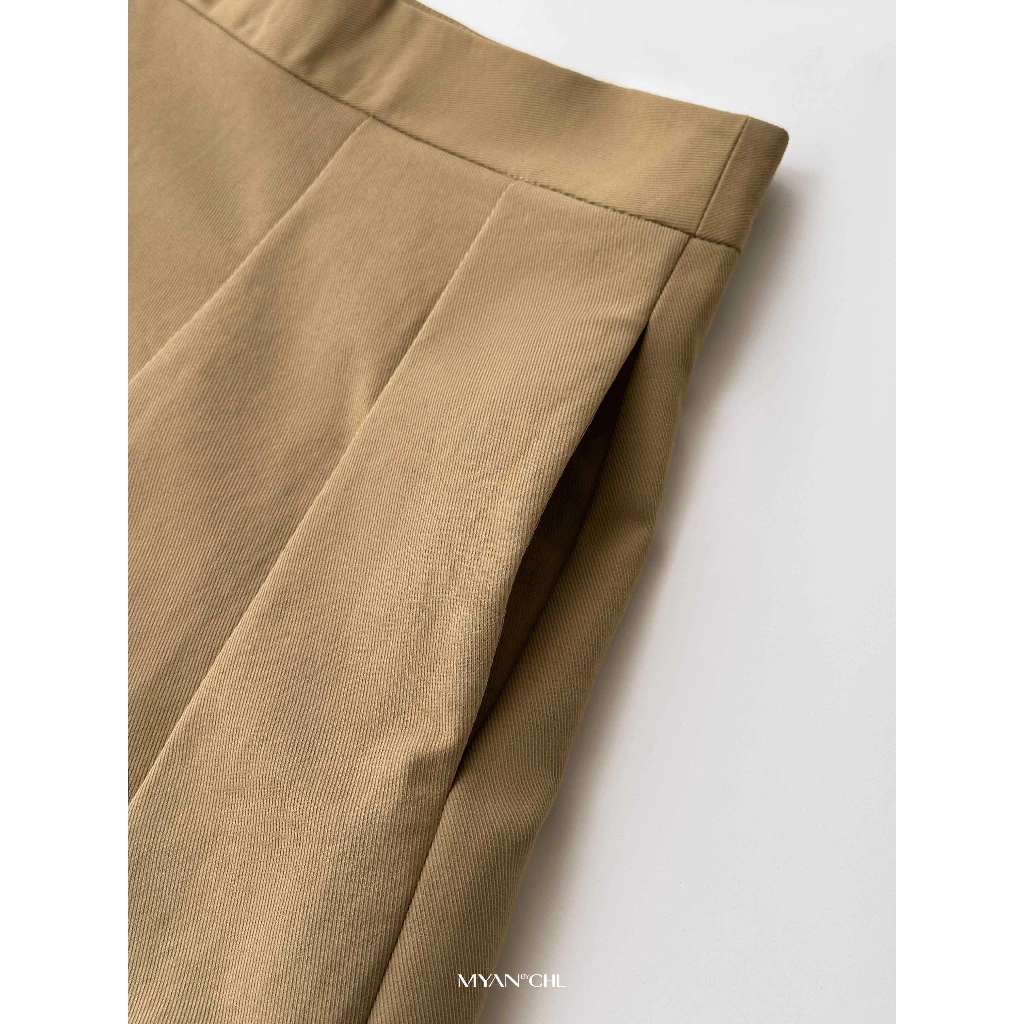 Chân váy kaki midi xếp ly