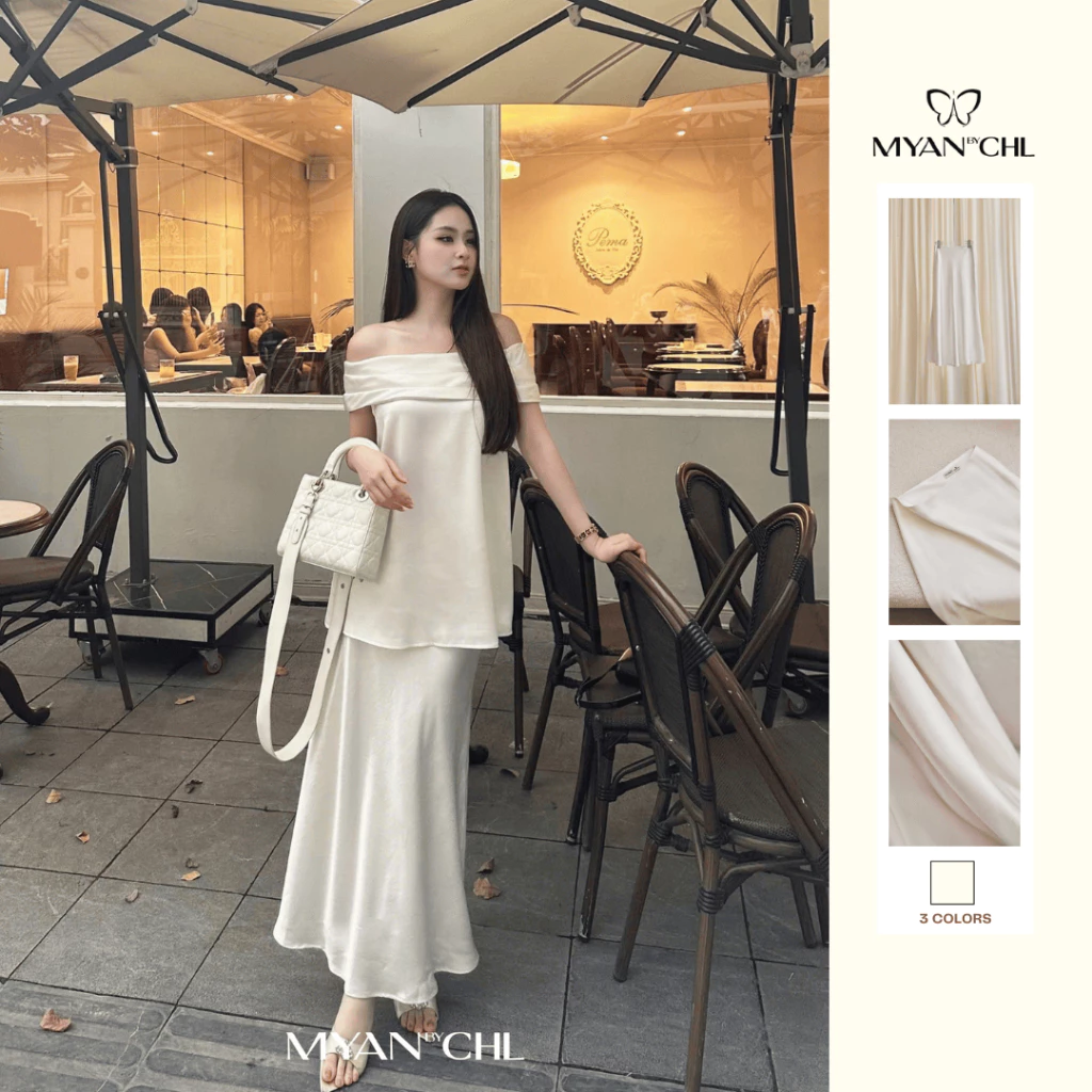Chân váy lụa đuôi cá dáng dài