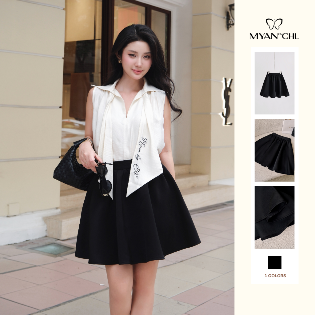 Chân váy tafta lụa nhún xòe