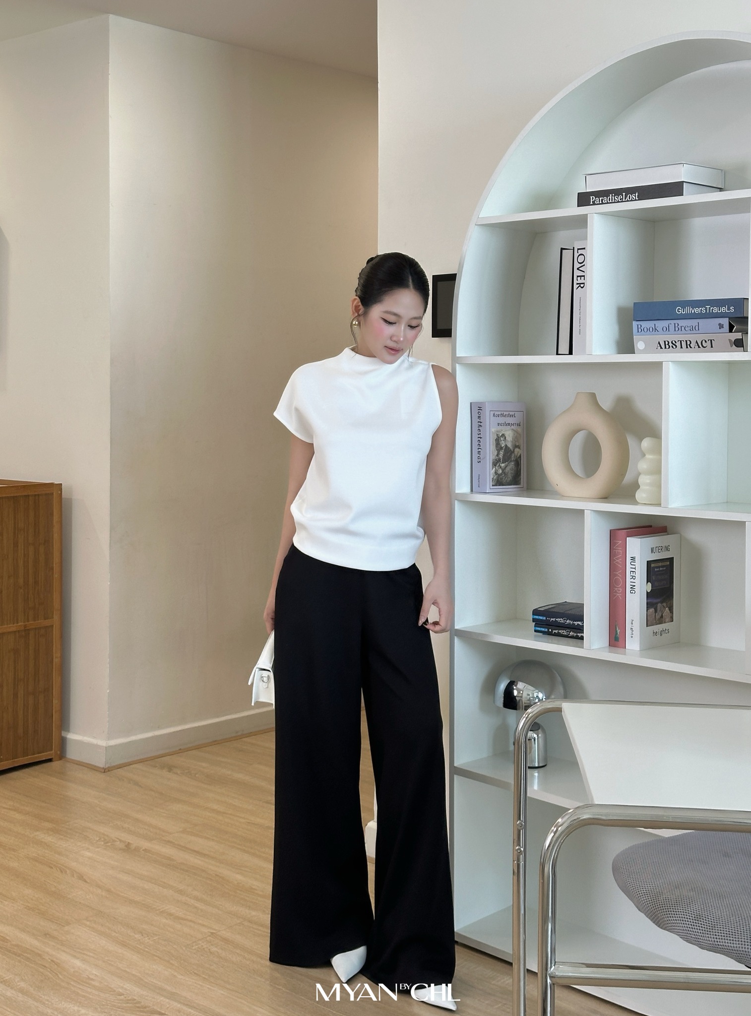 Quần ống rộng cạp rời khoá sườn
