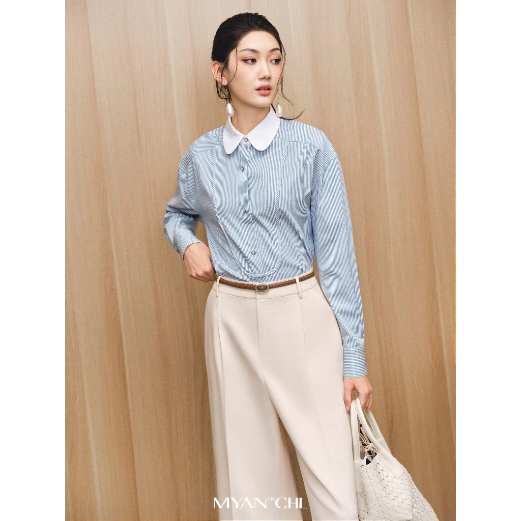 Quần ống xuông 1 ly chiết cúc mắt cáo