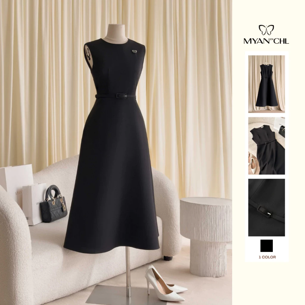 Váy sát nách dáng dài kèm dây đai