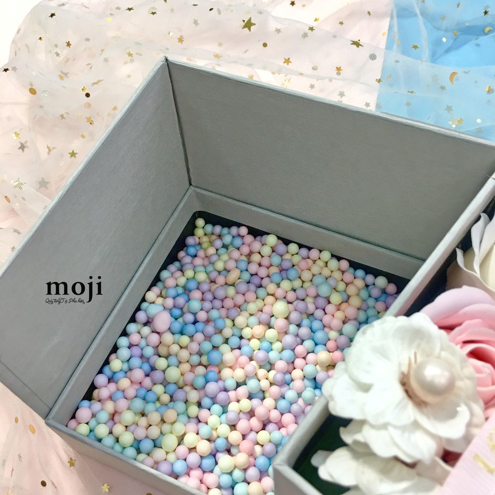 Hạt xốp trang trí hộp quà hạt lớn mix color pastel