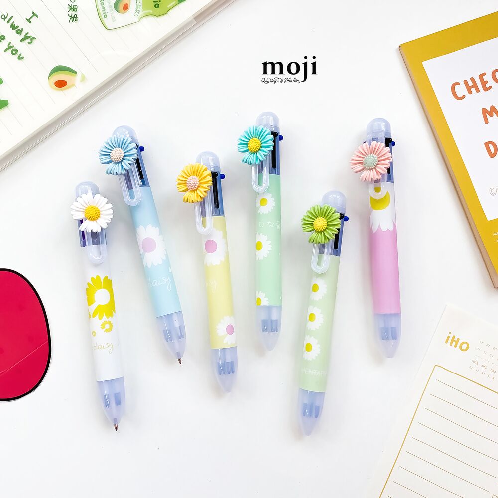 Bút viết bấm nhiều màu Daisy Flowers pastel