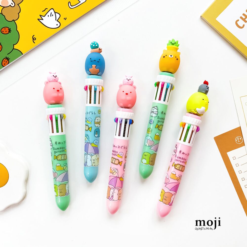 Bút viết bấm nhiều màu Sumikko Gurashi little friend ôm bụng