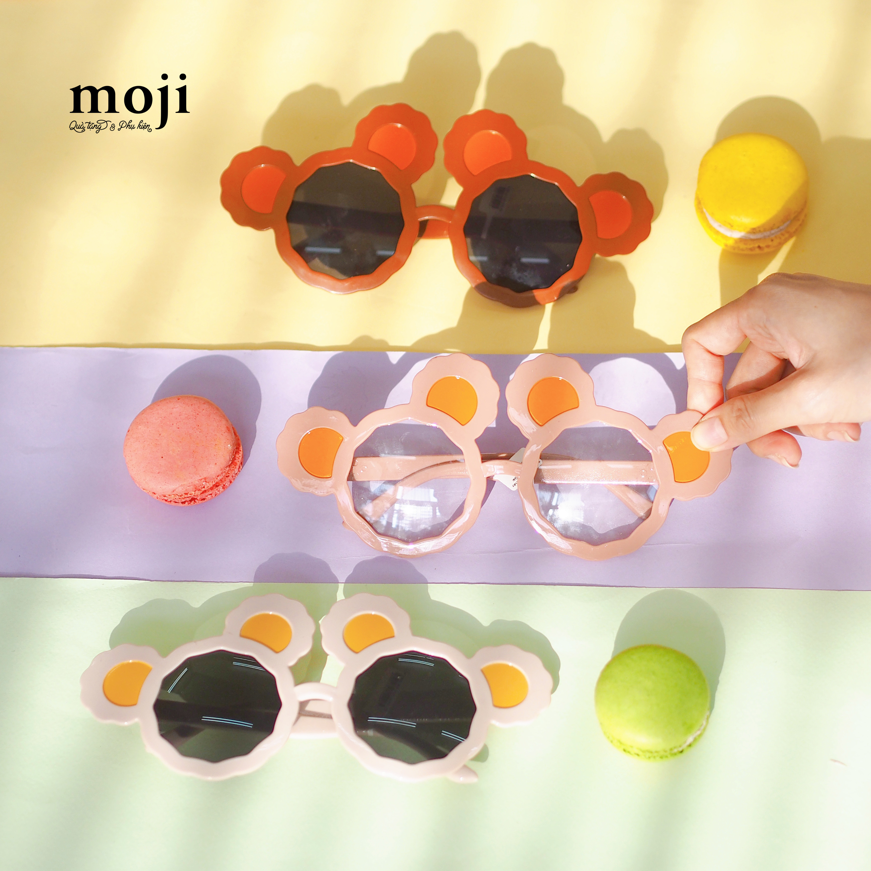 Kính trang trí party tai gấu baby bear lông xù cute