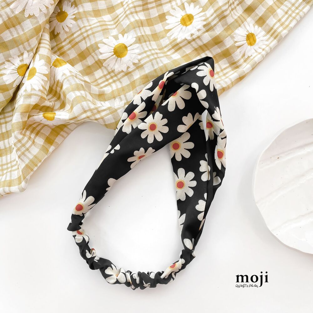 Băng đô turban vải White flowers