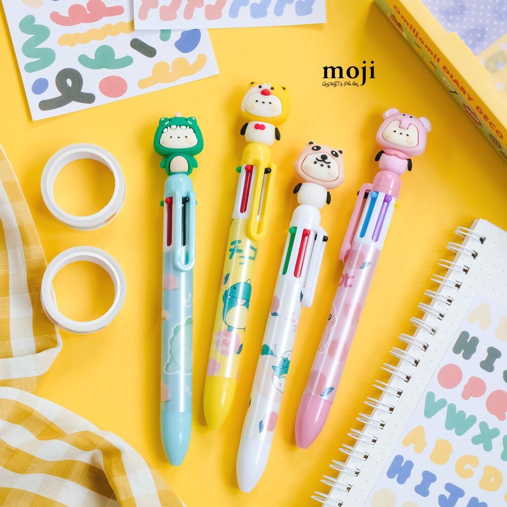 Bút viết bấm nhiều màu Baby cosplay cute animals NB text