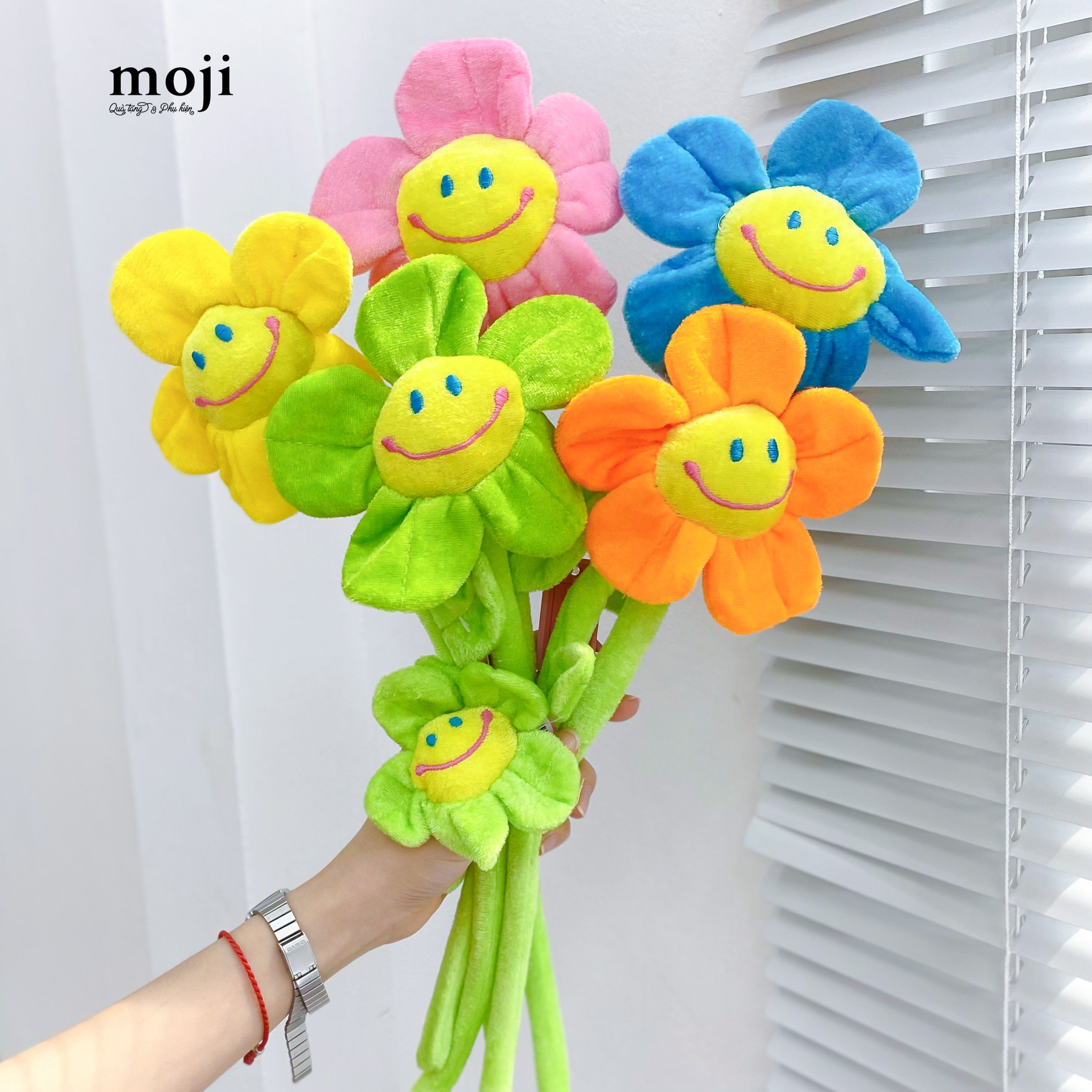 Hoa gấu bông lẻ mặt cười smiley 45cm