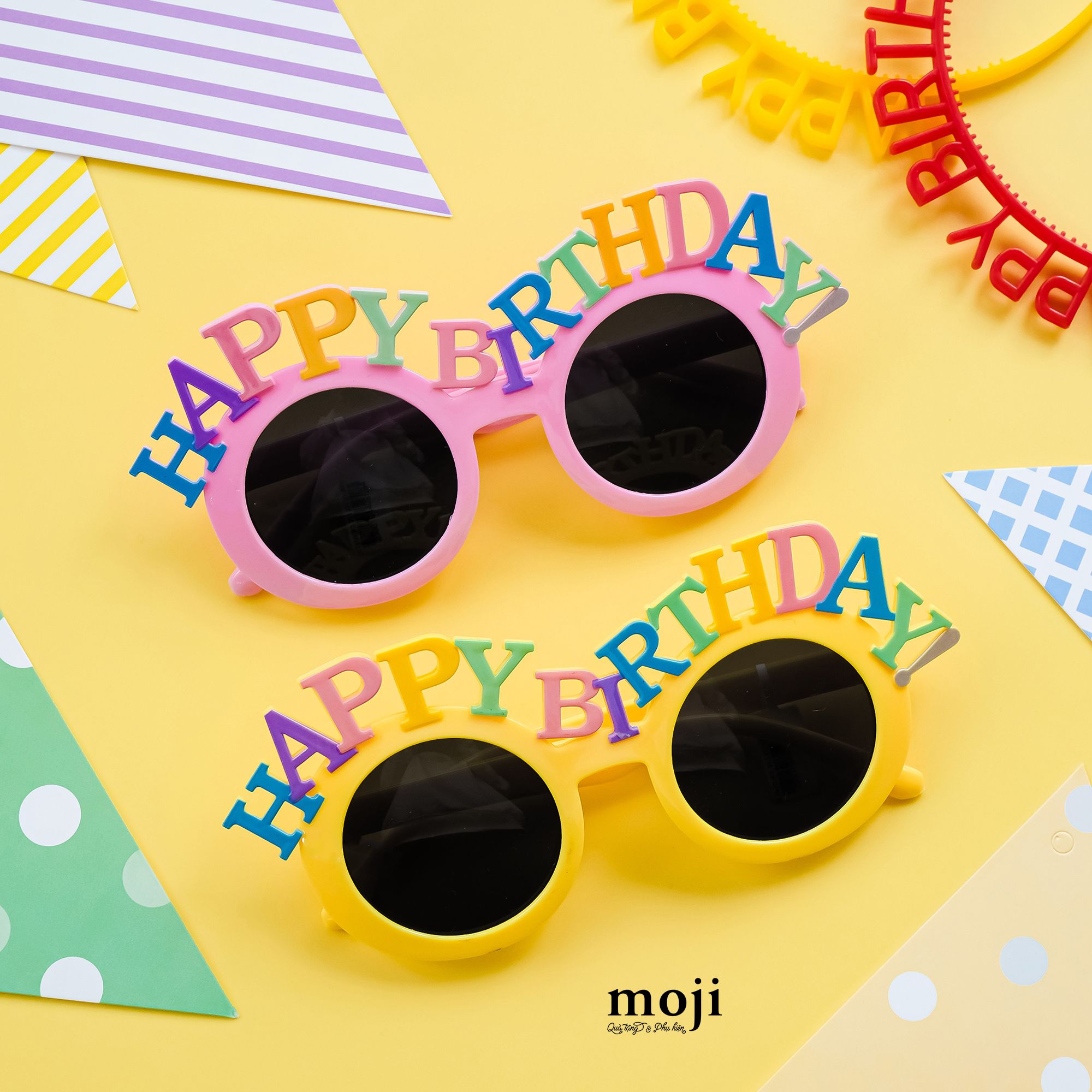 Kính trang trí party Happy birthday mắt tròn