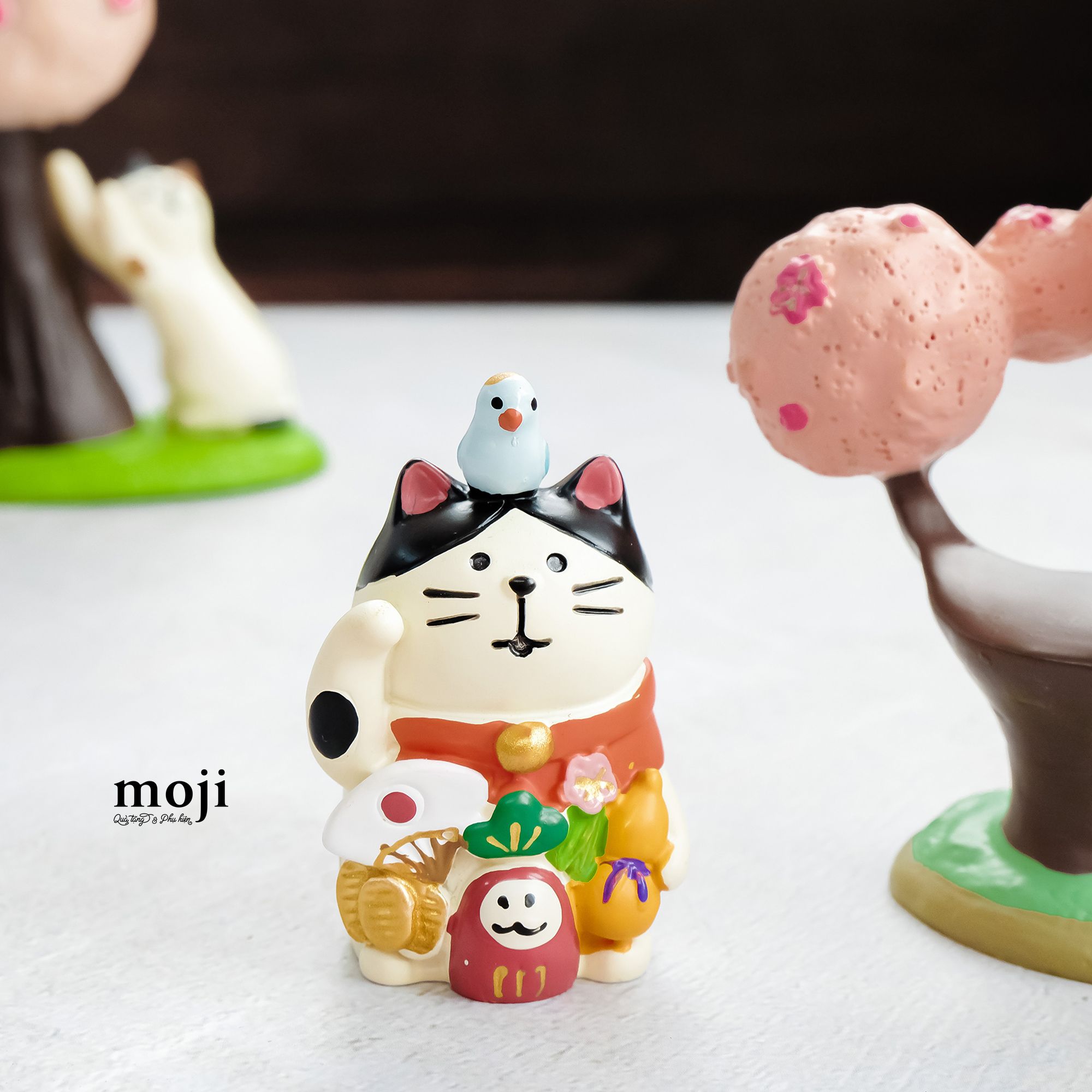 Tượng trưng bày trang trí Mèo may mắn cute NB 3x4x6