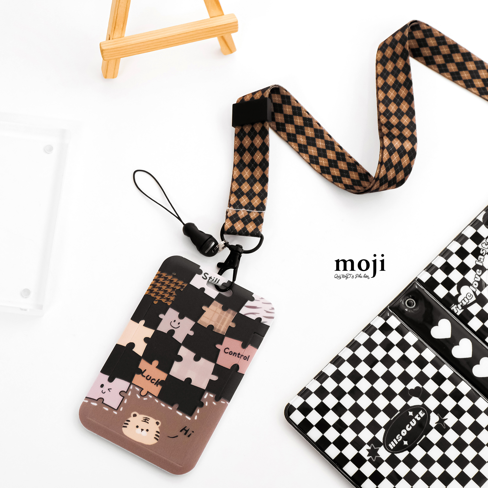 Đeo thẻ dọc Tiger face luck control puzzle kèm strap 7x11