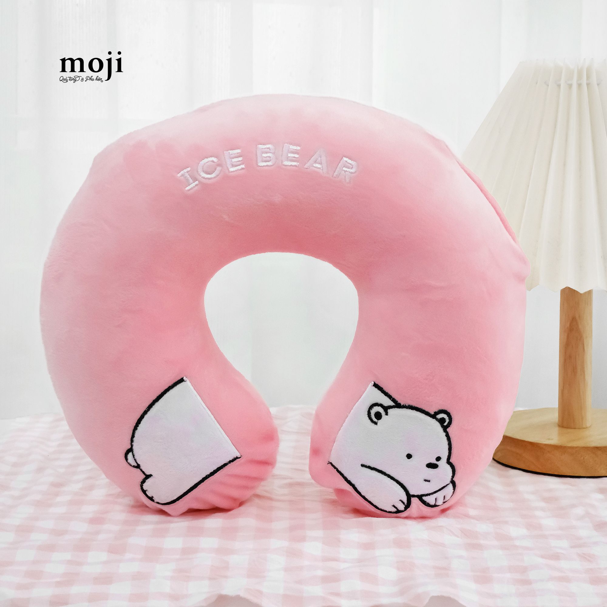 Gấu bông chữ U MZ ruột cao su We bare bears Ice Bear lying
