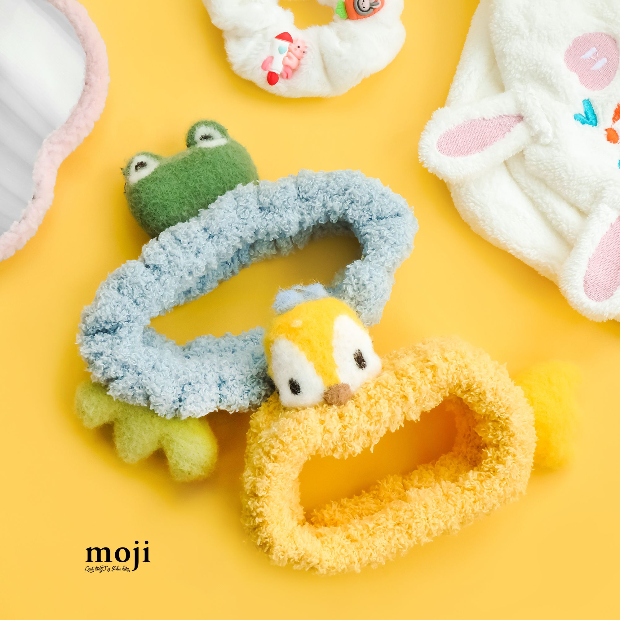 Băng đô make up Cute chick frog face and crown lông xoắn