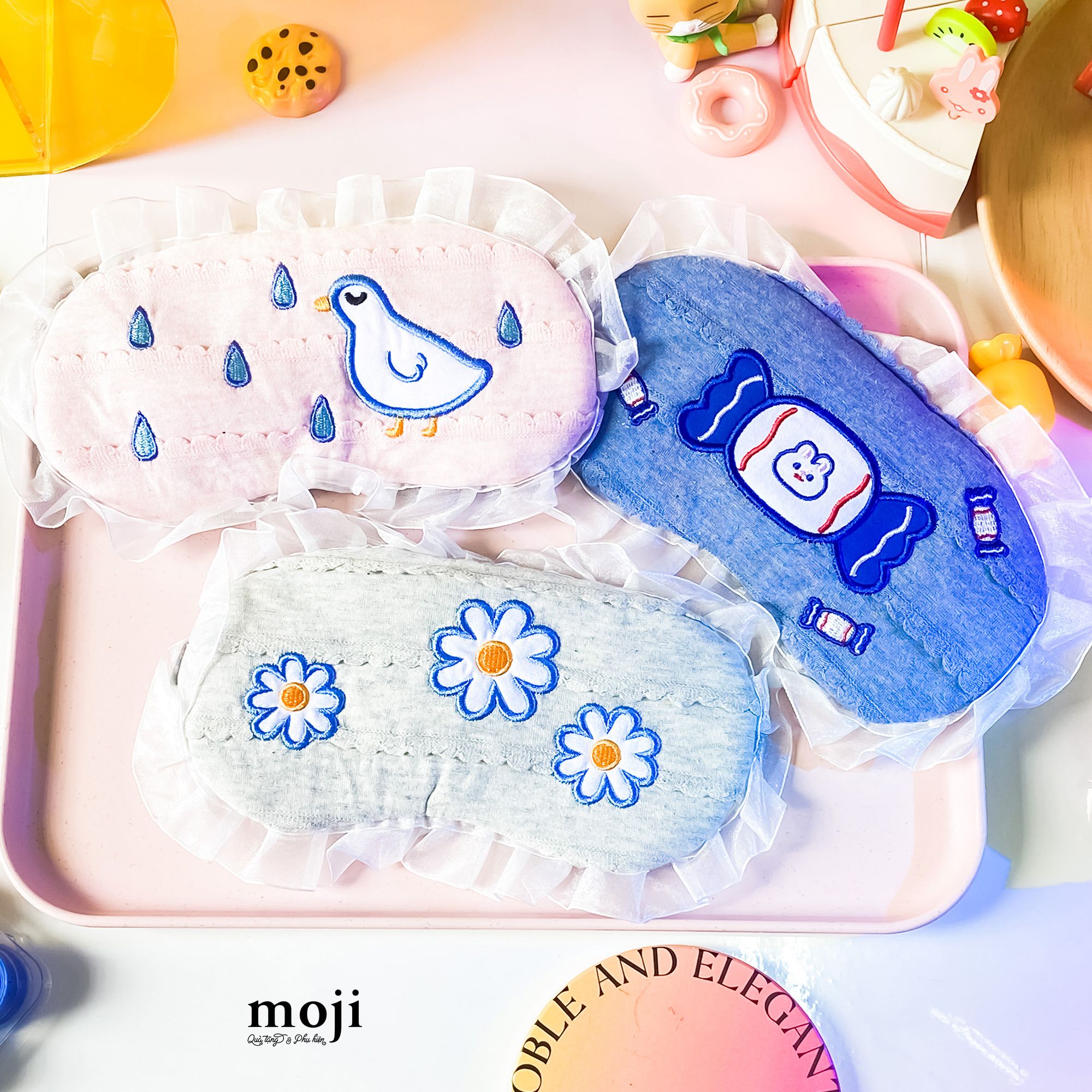 Kính ngủ có gel MJ Rabbit duck flower có viền