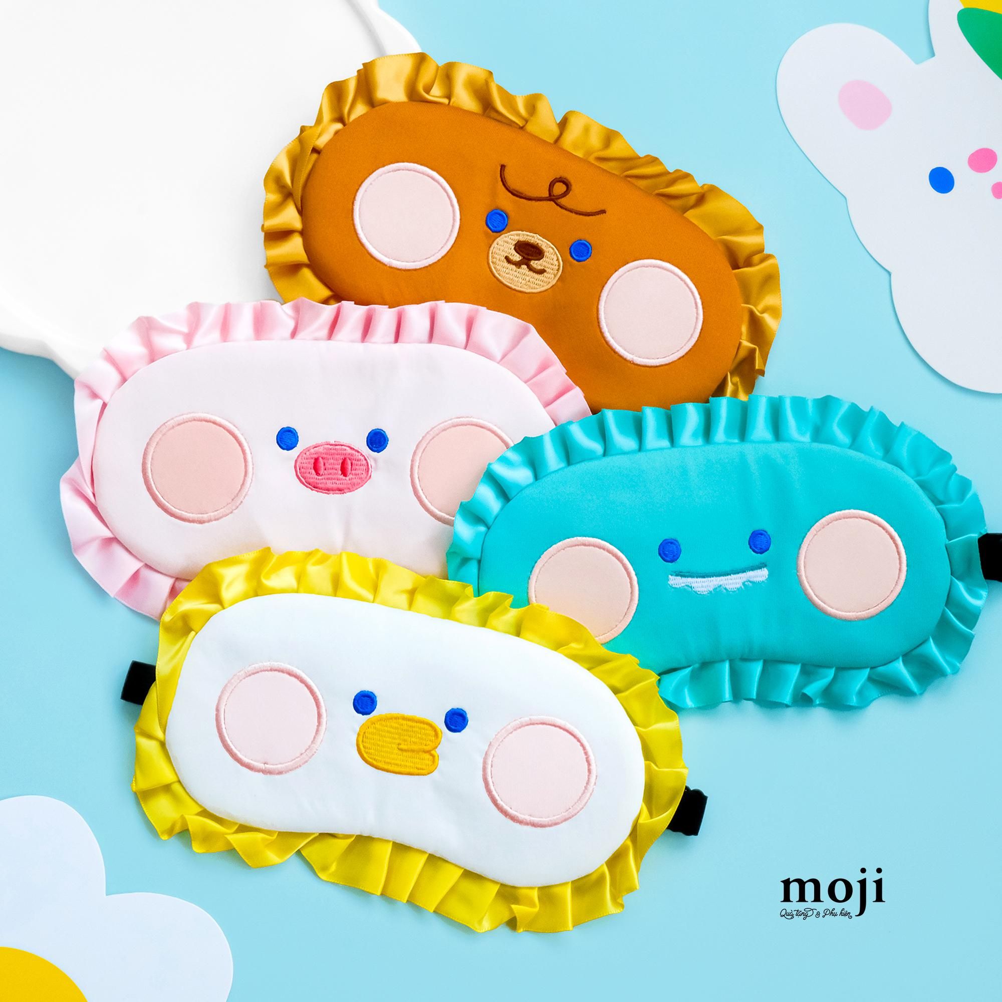 Kính ngủ có gel MJ Baby bear duck dinosaur khủng long má hồng viền xếp ly