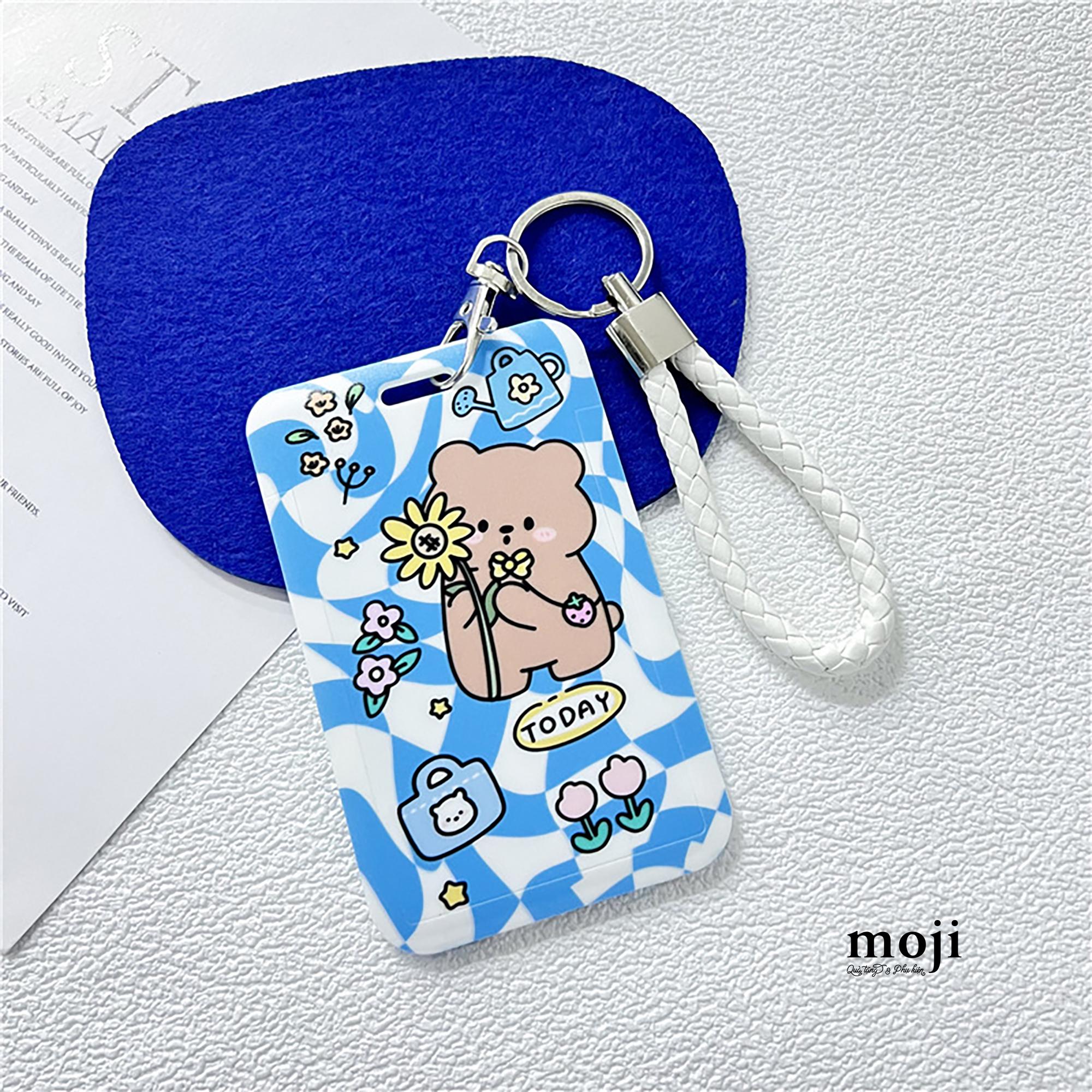 Đeo thẻ dọc Baby bear flower irregular caro check pattern 7x11