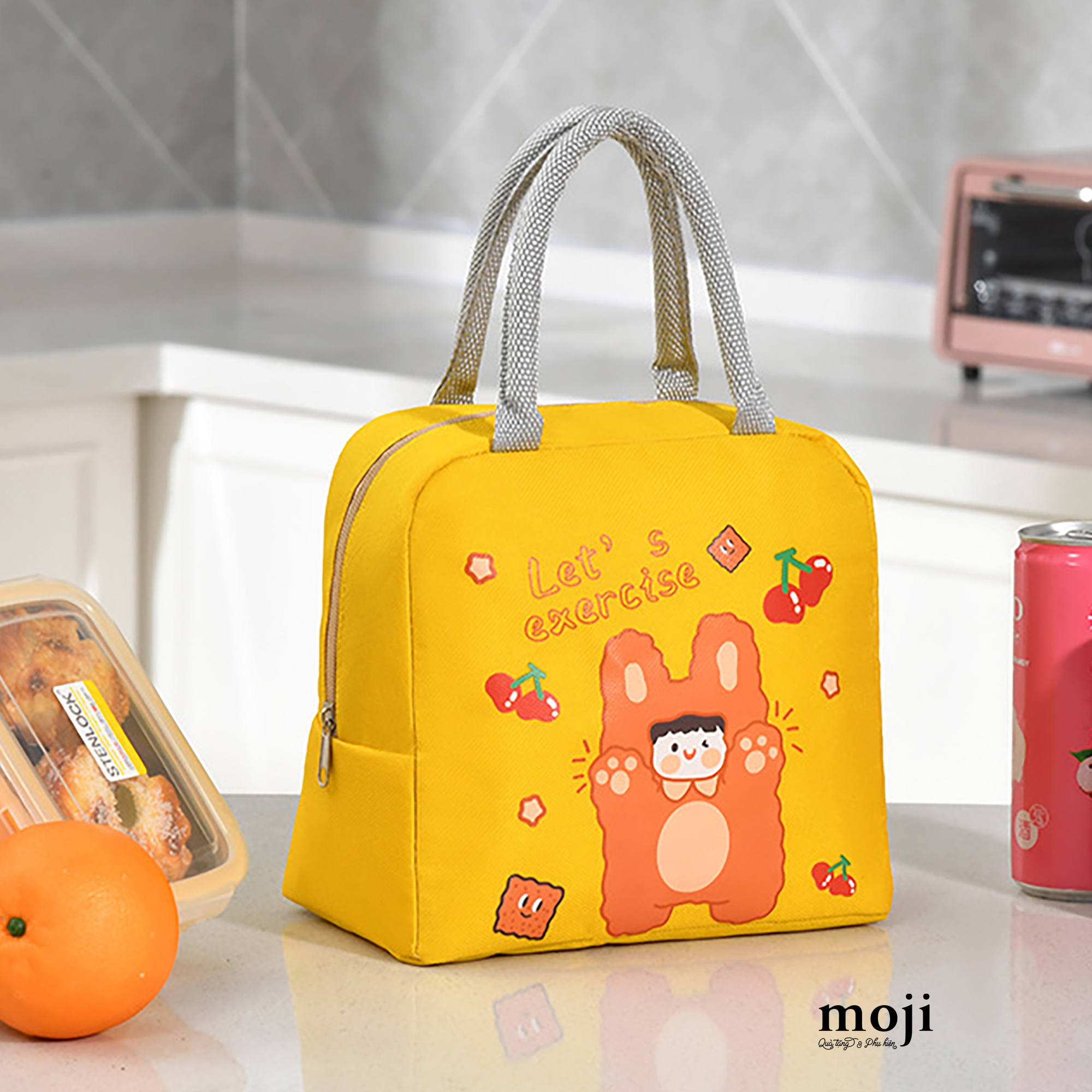 Túi đựng cơm giữ nhiệt Little girl cosplay rabbit let's exercise 14x17x23