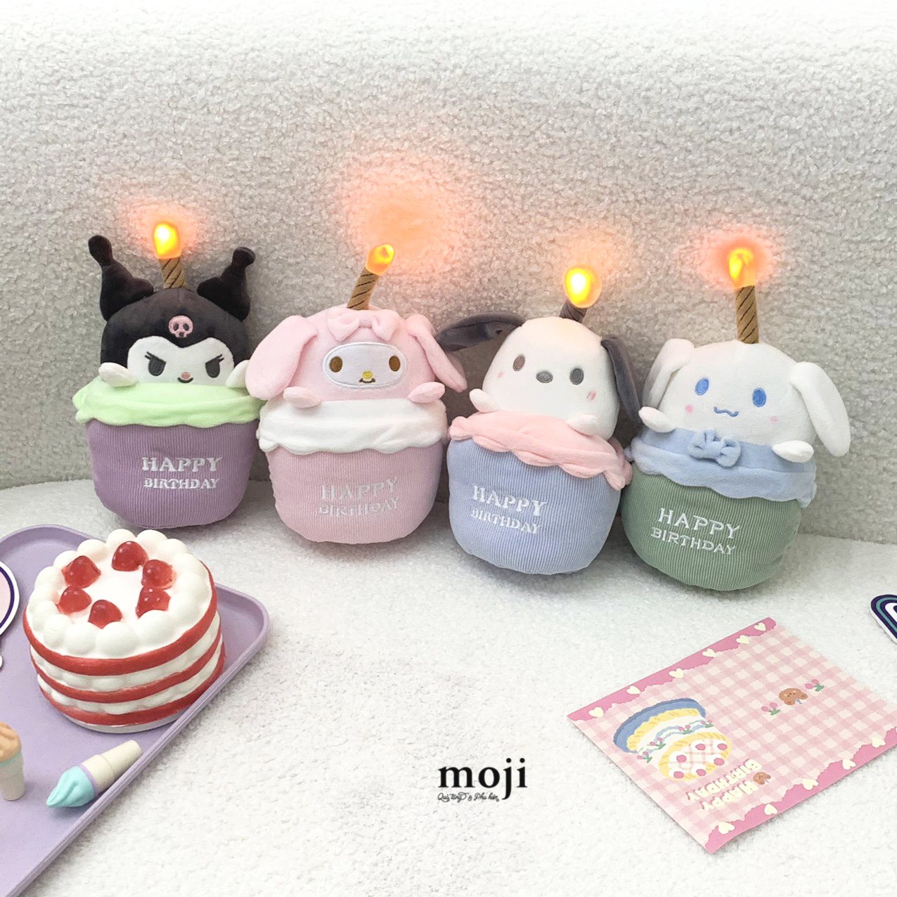 Gấu bông MS Sanrio family happy birthday cake có đèn nhạc 20cm