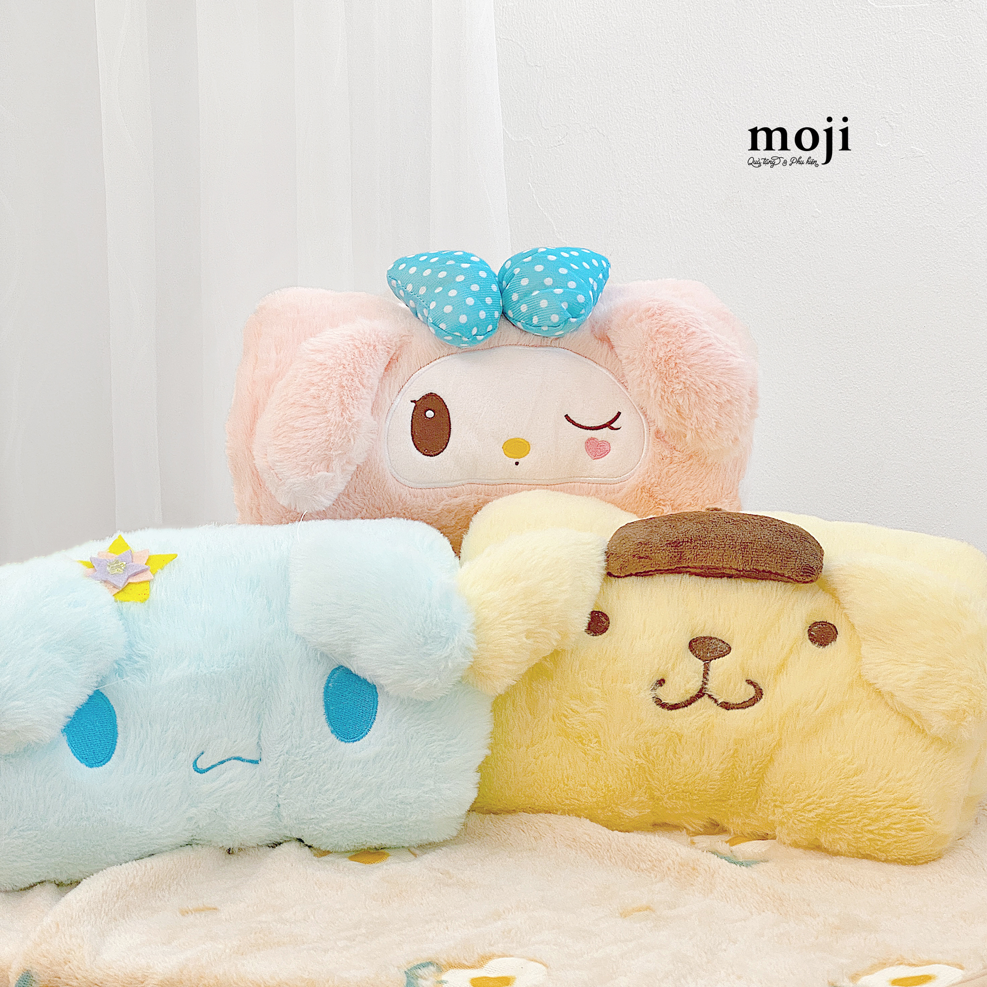 Gấu bông MJ ấm tay Sanrio face có tai 25x32