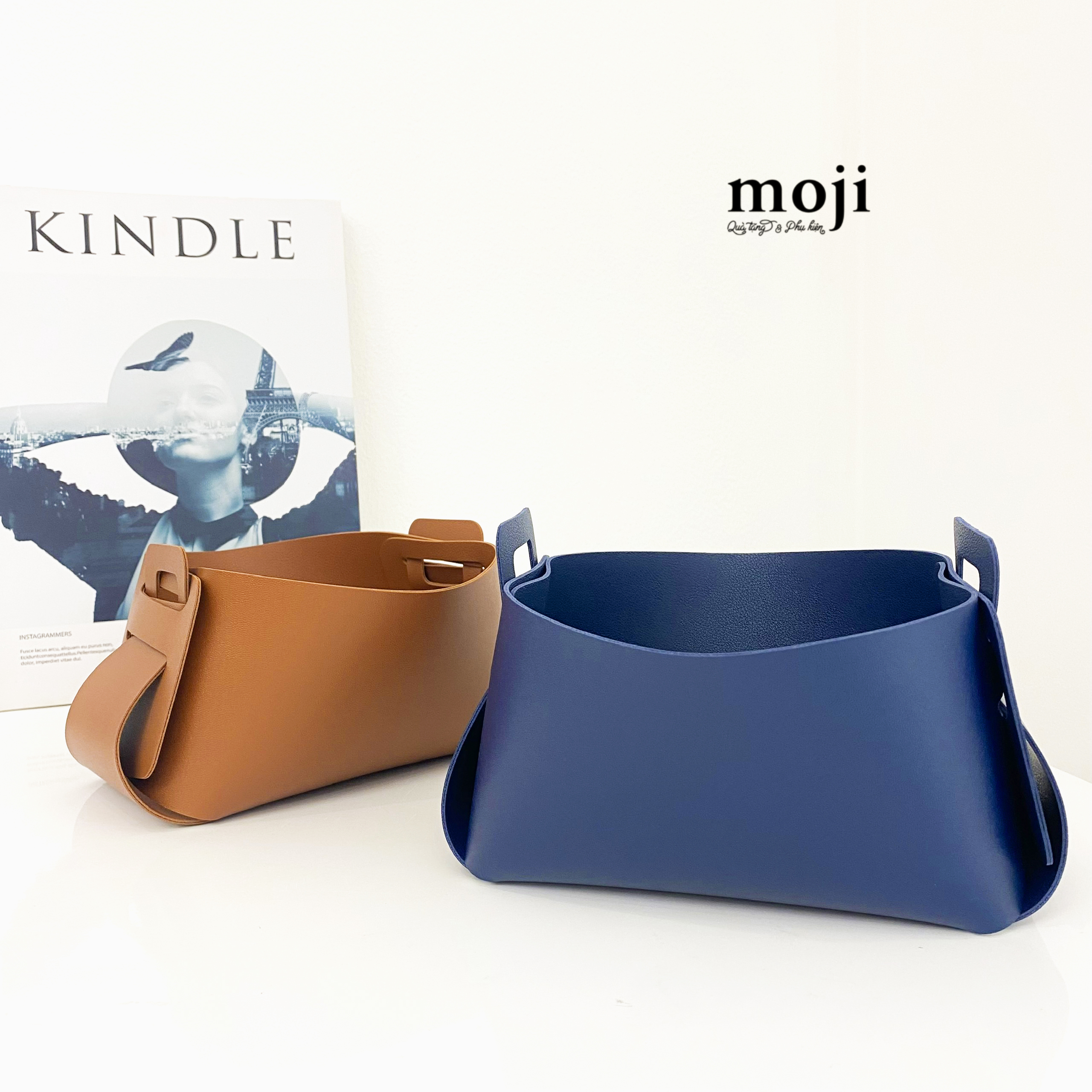 Giỏ đa năng đựng đồ da mini Basic one color 10x10x20