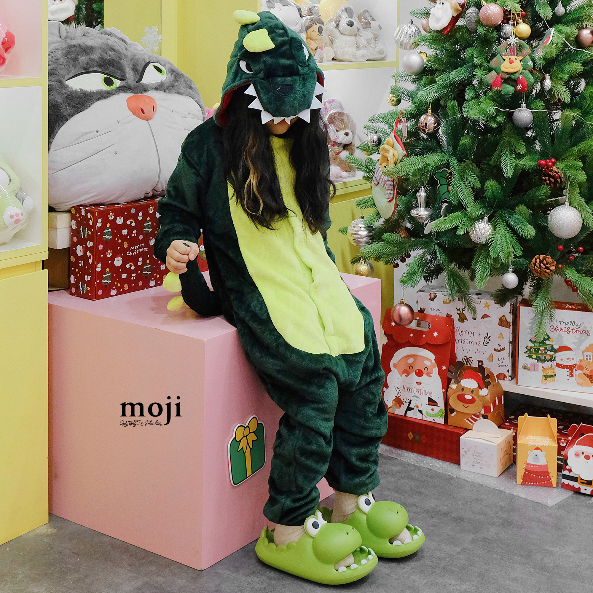 Bộ quần áo hình thú trẻ em Dinosaur khủng long xanh