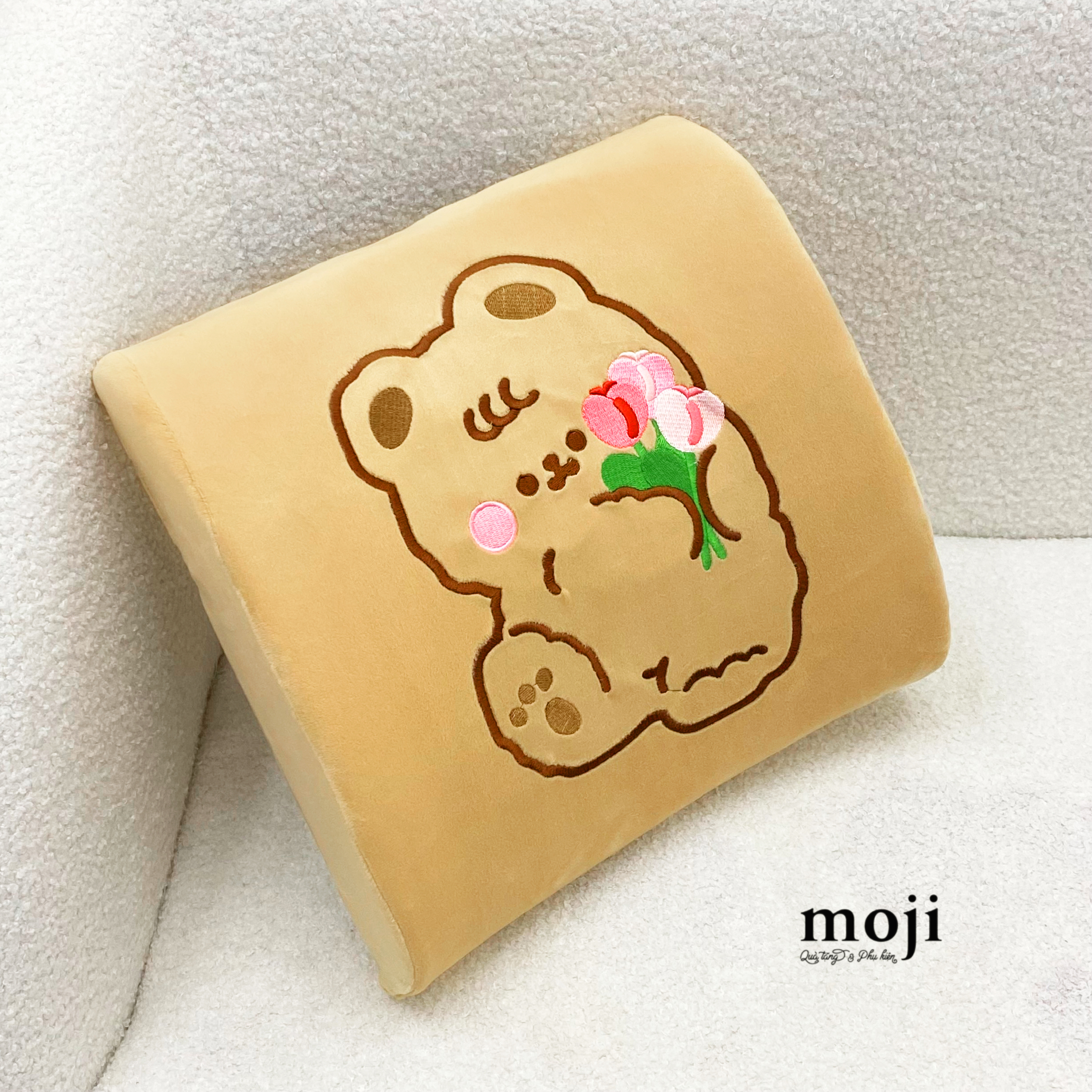 Gấu bông tựa lưng MZ vuông Baby bear flower 10x32x32