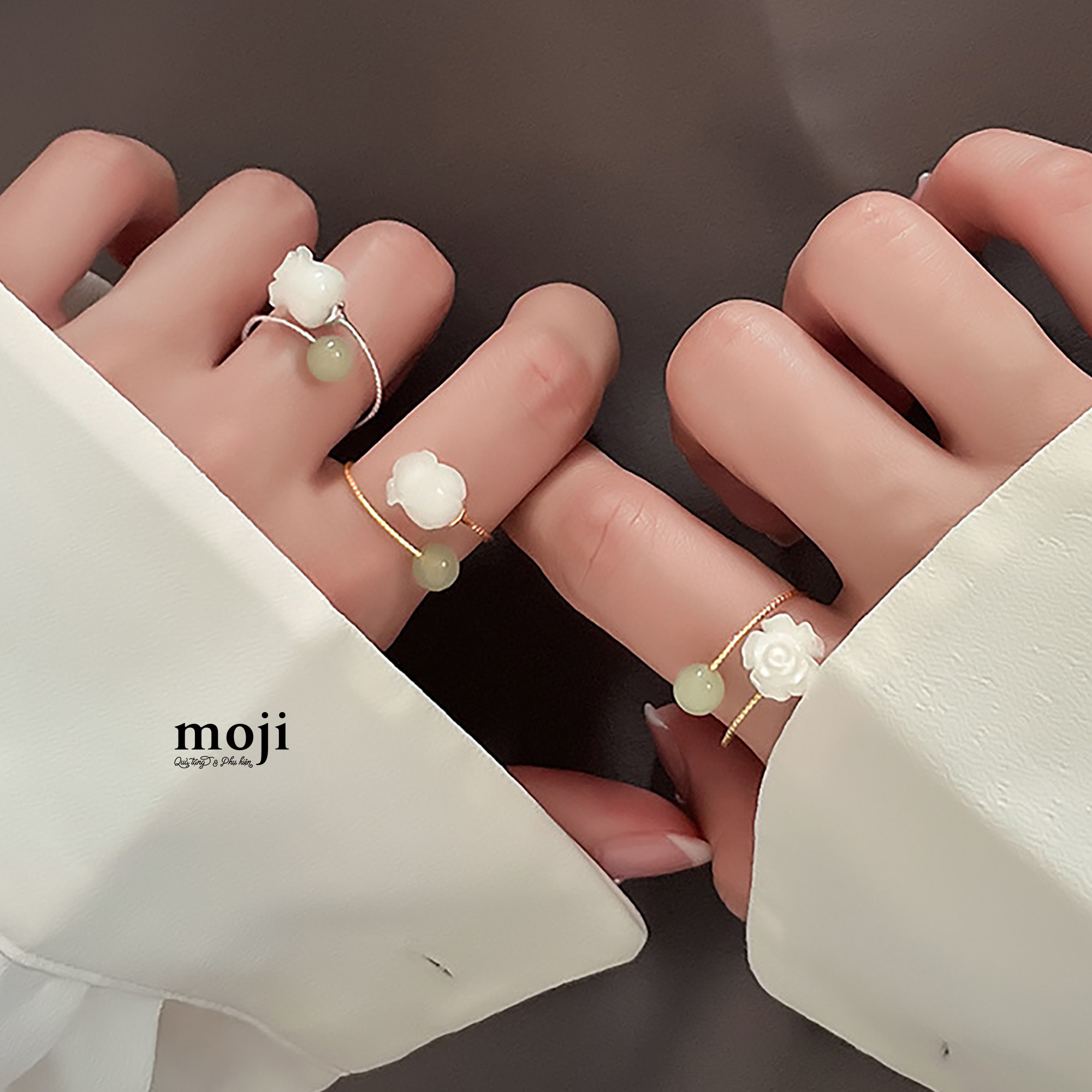 Nhẫn mạ bạc Lily of the valley flower