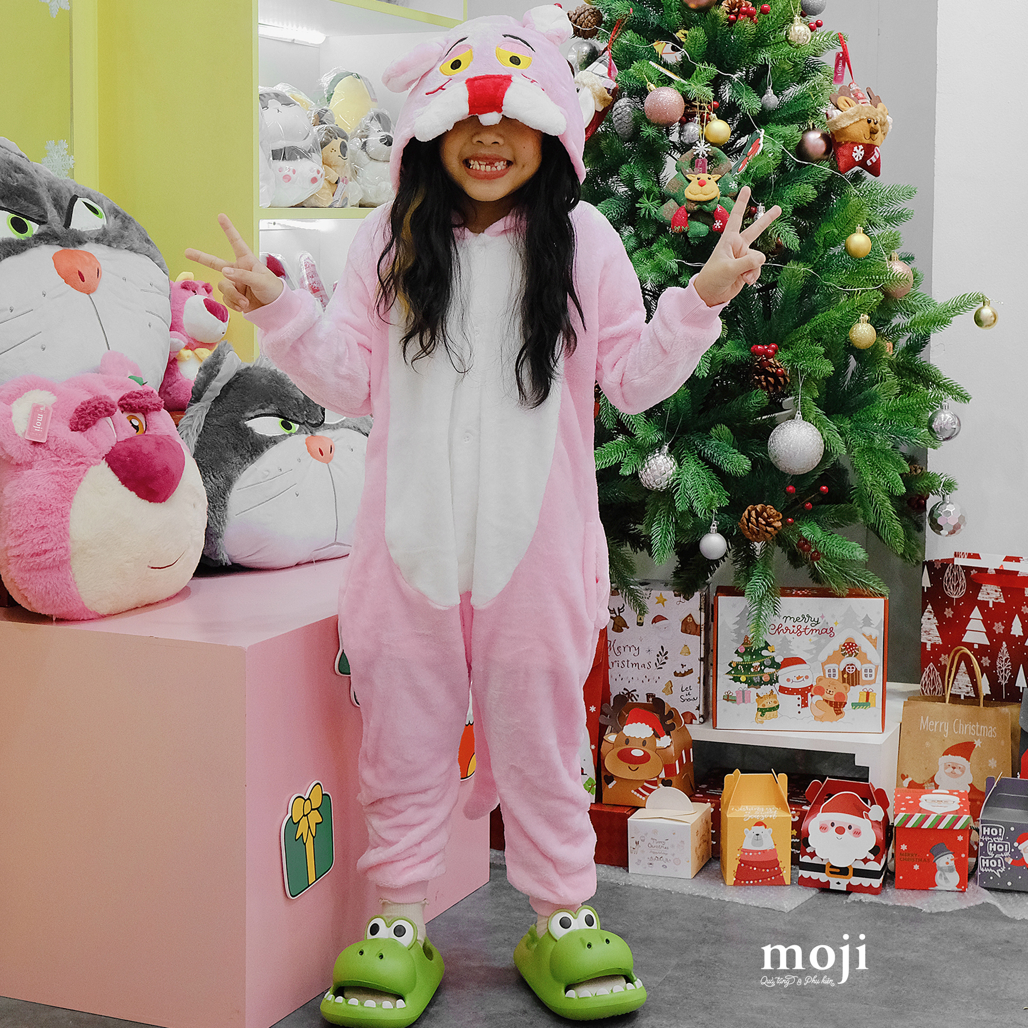 Bộ quần áo hình thú trẻ em Cute Pink Panther