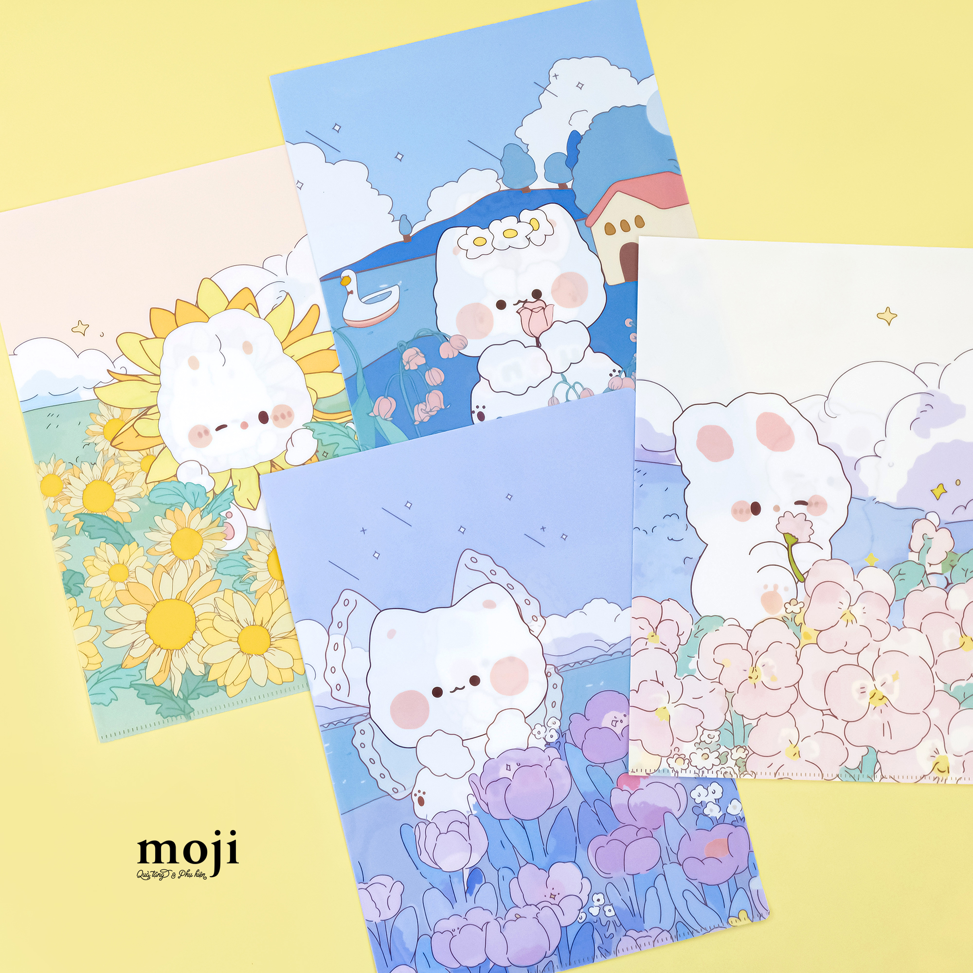 Kẹp tài liệu A4 Baby bear rabbit in the flower field 22x30