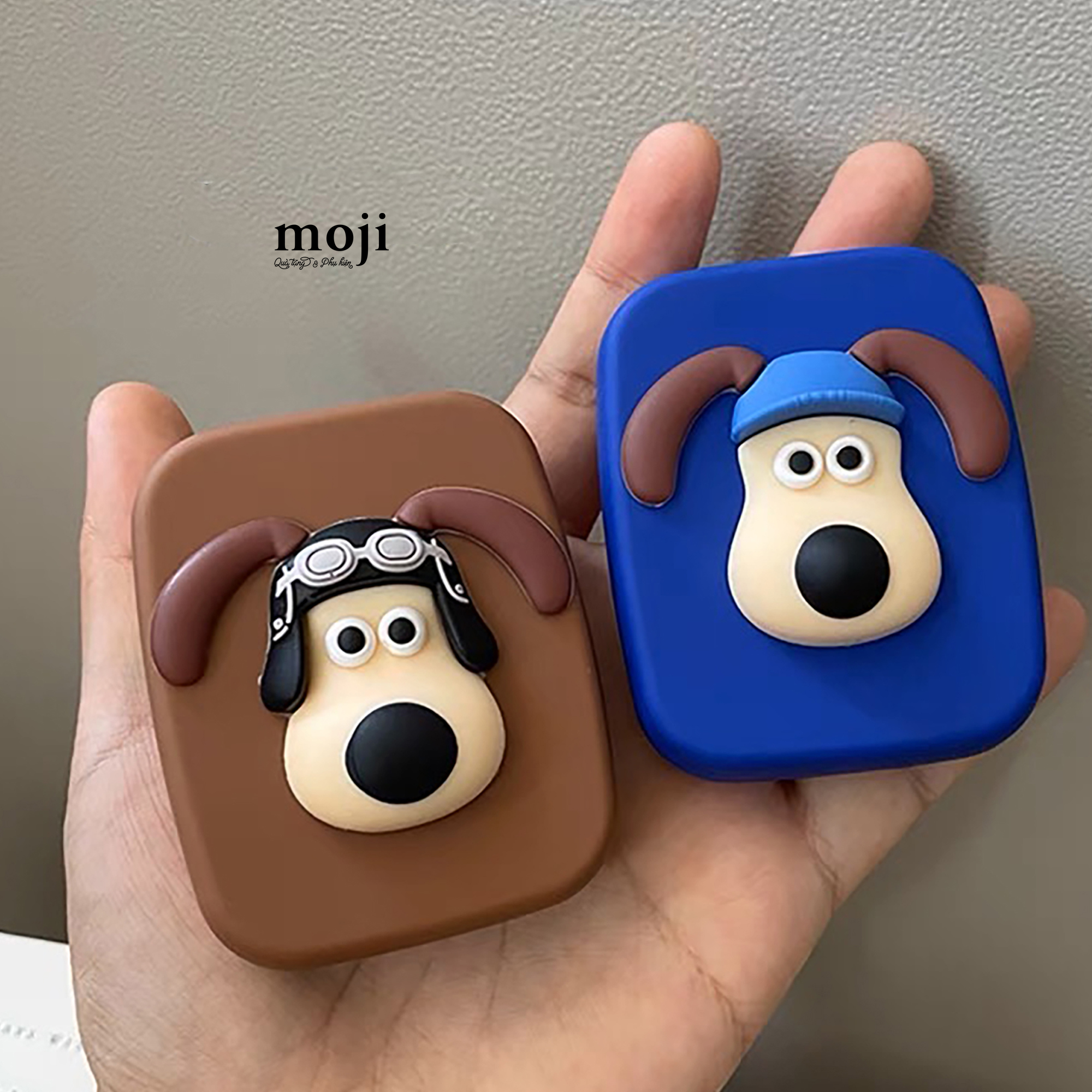Hộp đựng lens Gromit dog face nền màu