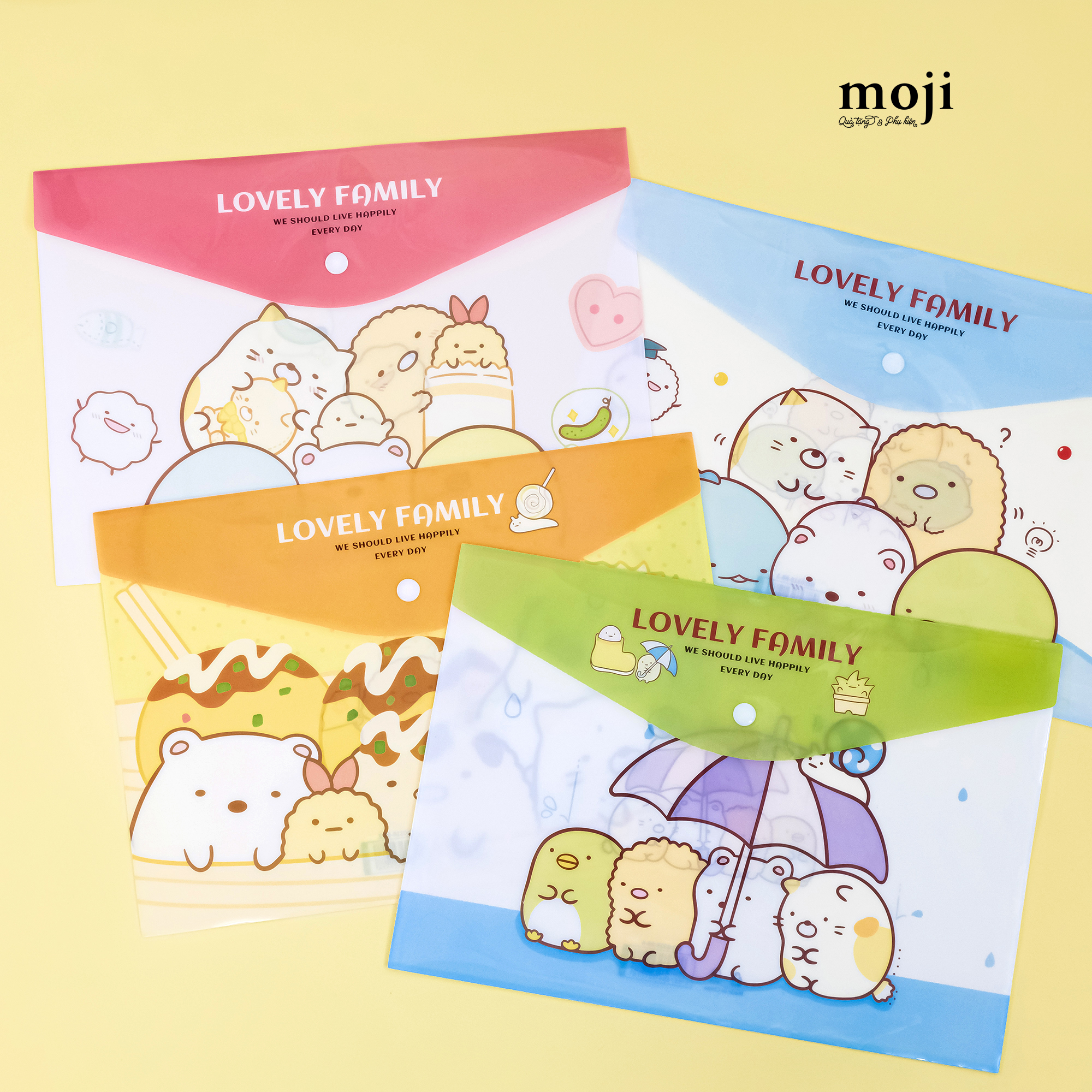 Túi đựng tài liệu MJ cúc bấm Sumikko lovely family 25x32
