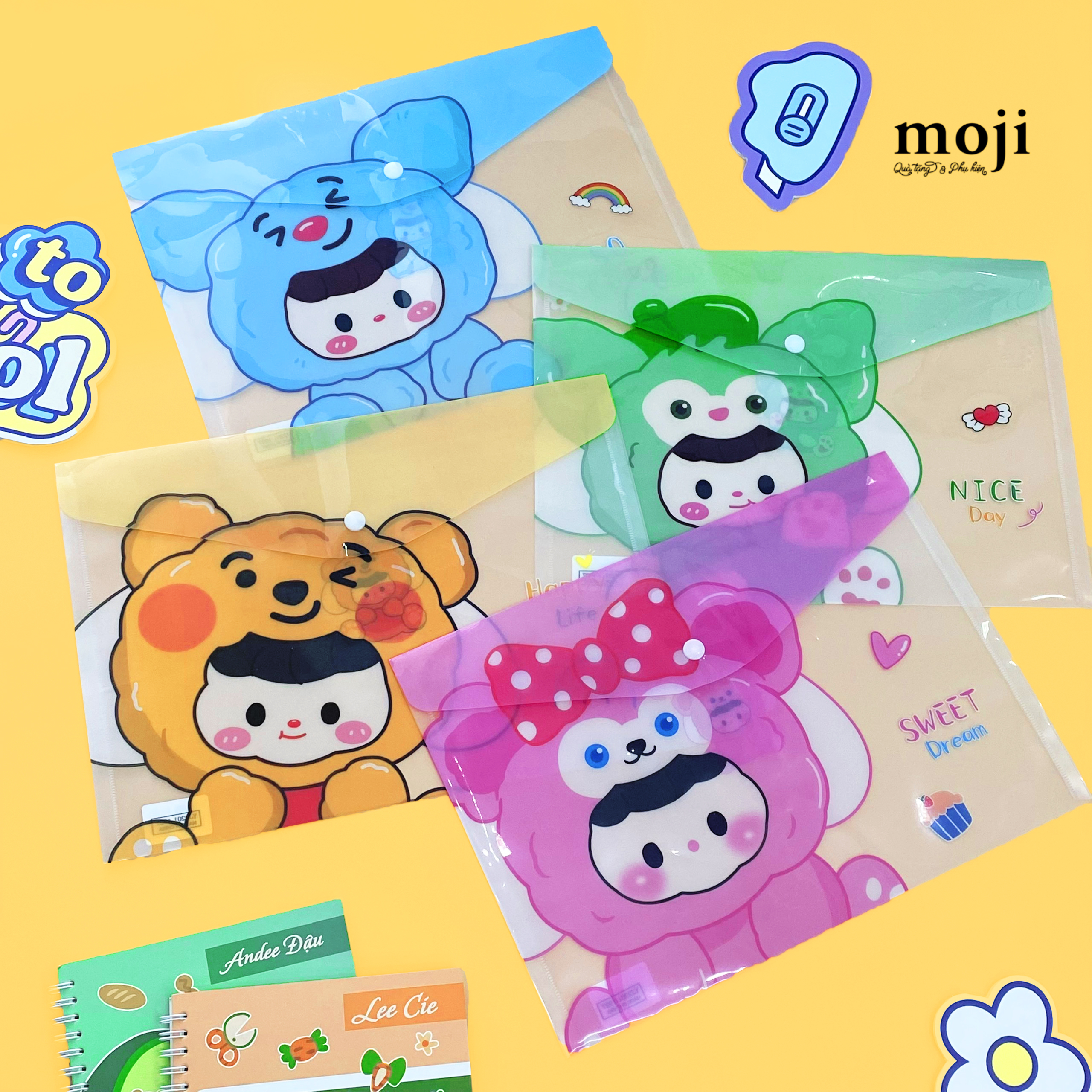 Túi đựng tài liệu MJ cúc bấm Animal cosplay DF Friends nice day 23x33