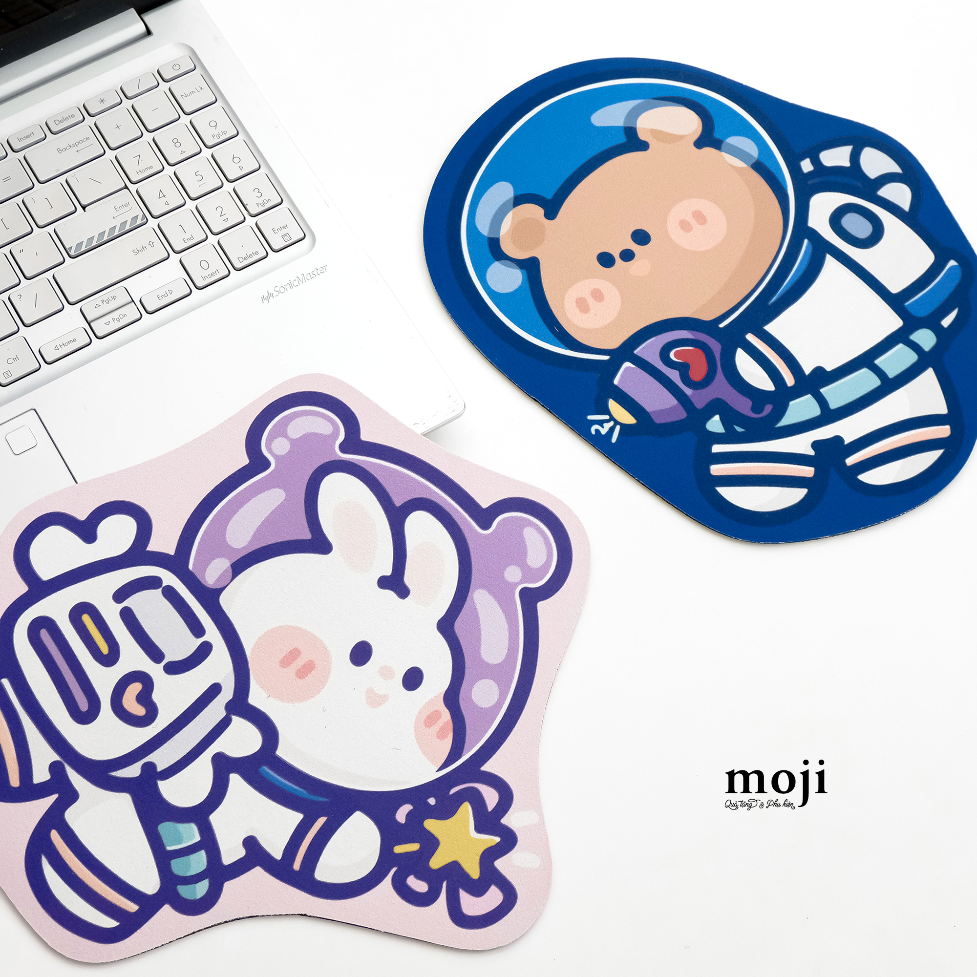 Lót chuột Baby bear rabbit astronaut cắt hình 24x19