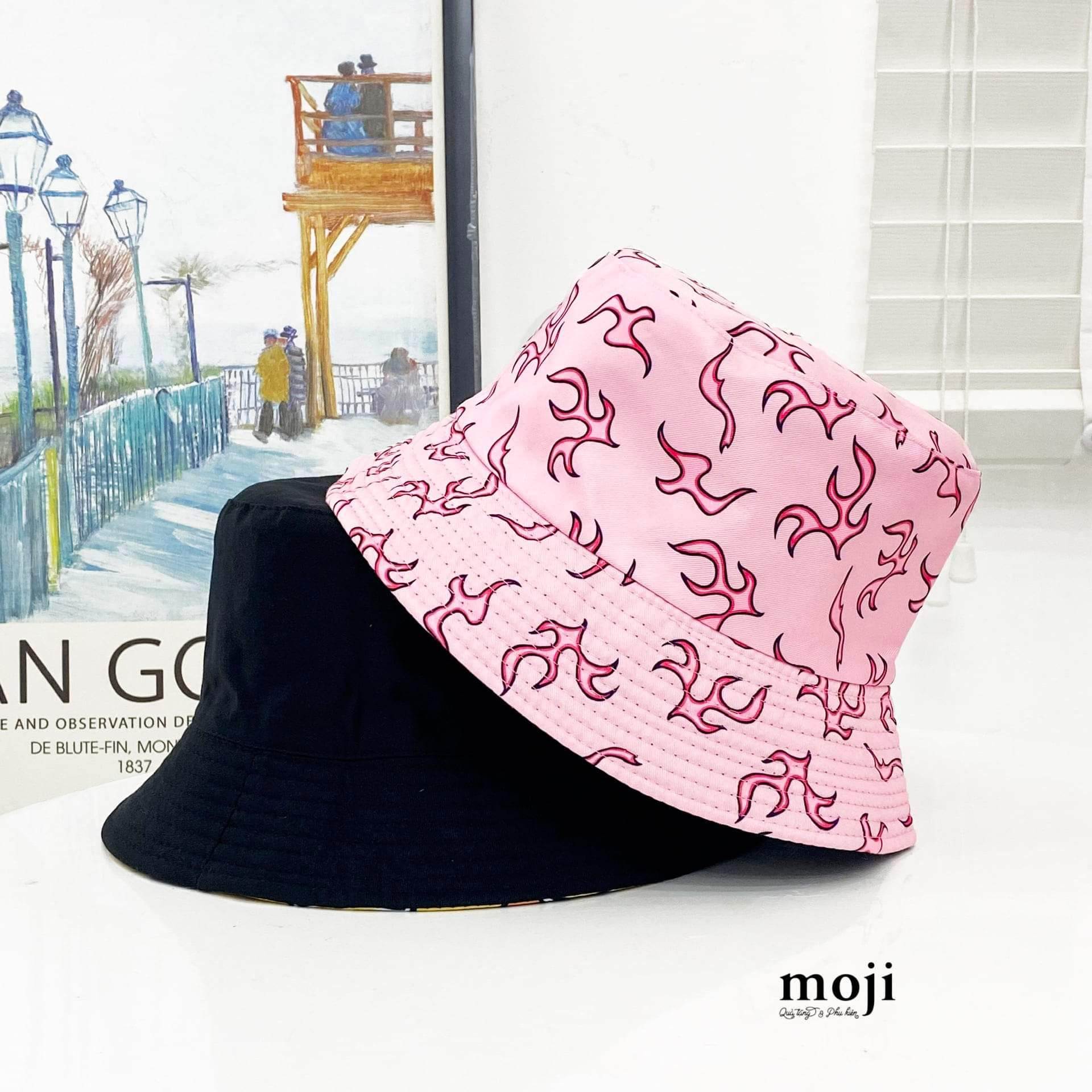 Mũ nón bucket 2 mặt Pink fire