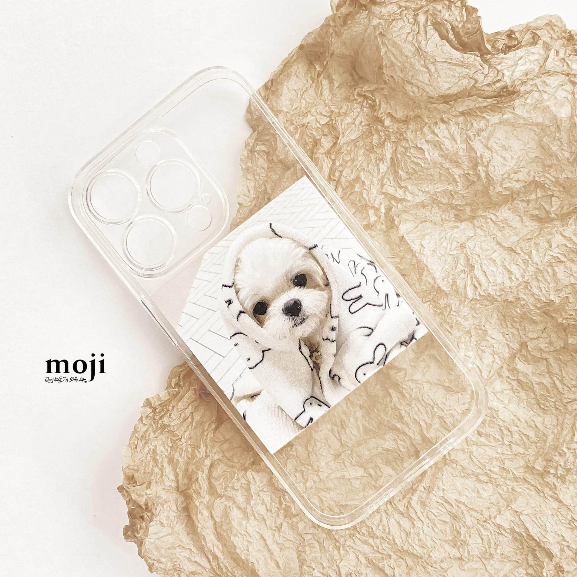 Ốp điện thoại Cute dog with rabbit blanket real life