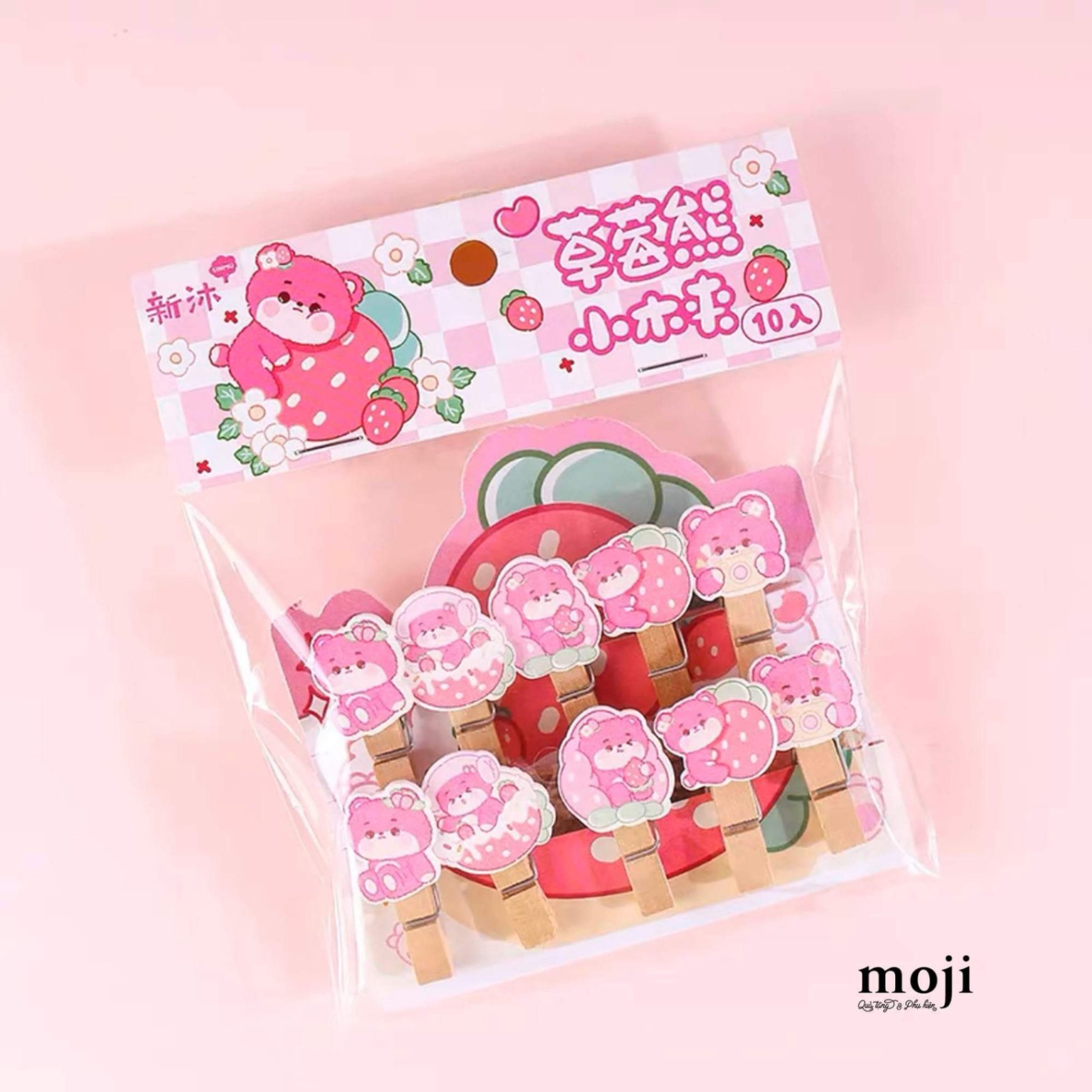 Kẹp gỗ Cute baby bear fruit strawberry set10