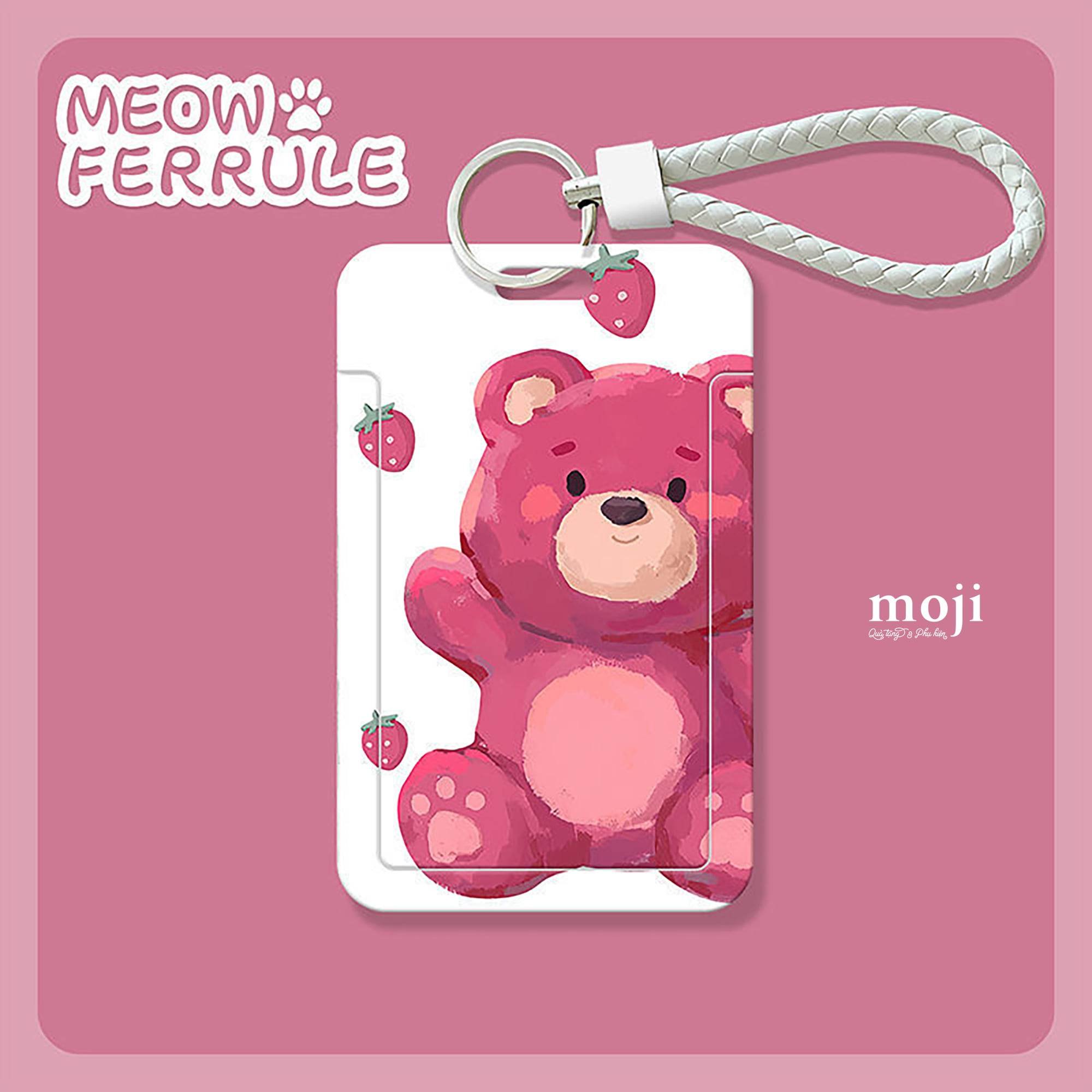 Đeo thẻ dọc TS Gấu dâu Lotso fruit strawberry painting kèm strap 7x11