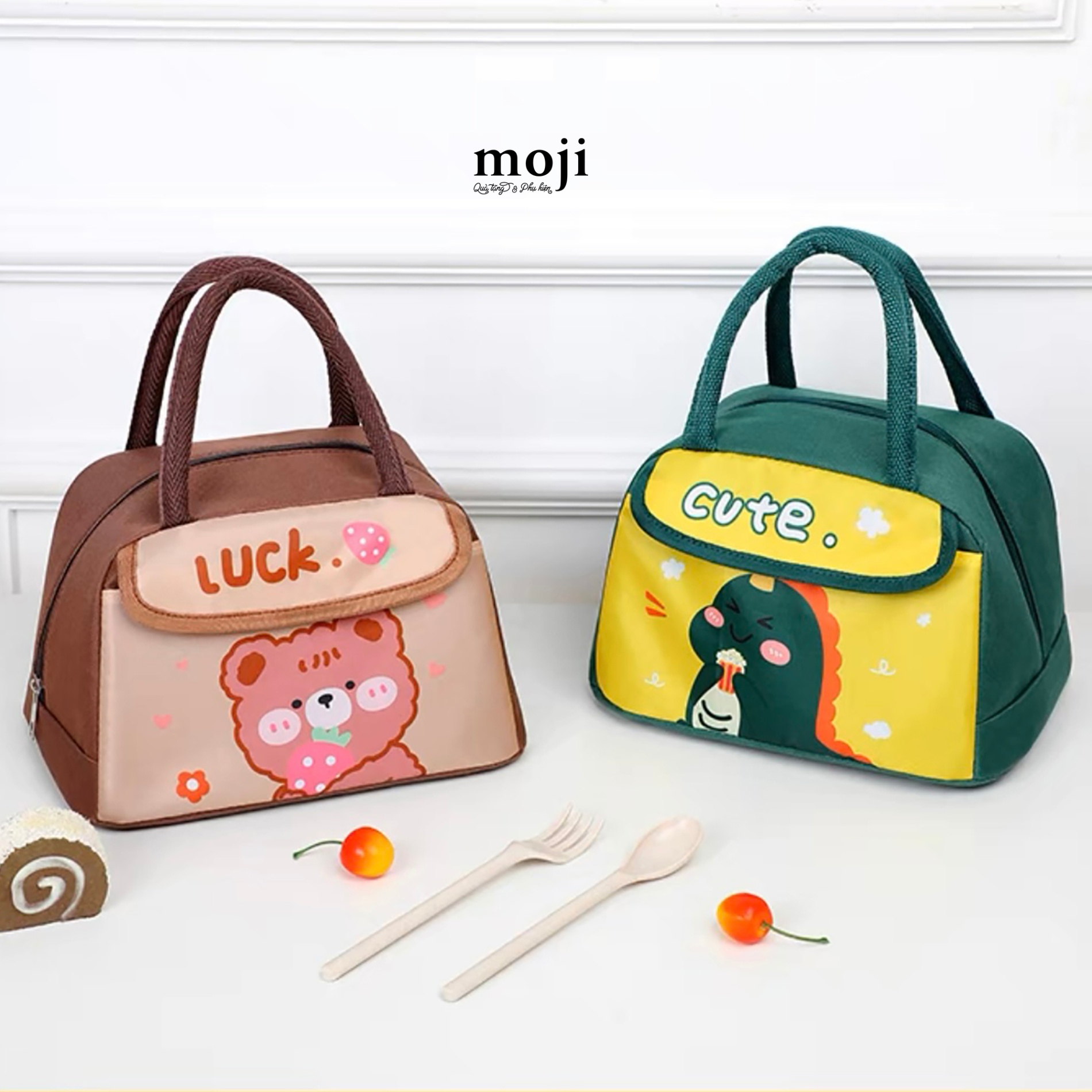 Túi đựng cơm giữ nhiệt Cute dinosaur luck baby bear fruit popcorn 17x20x26