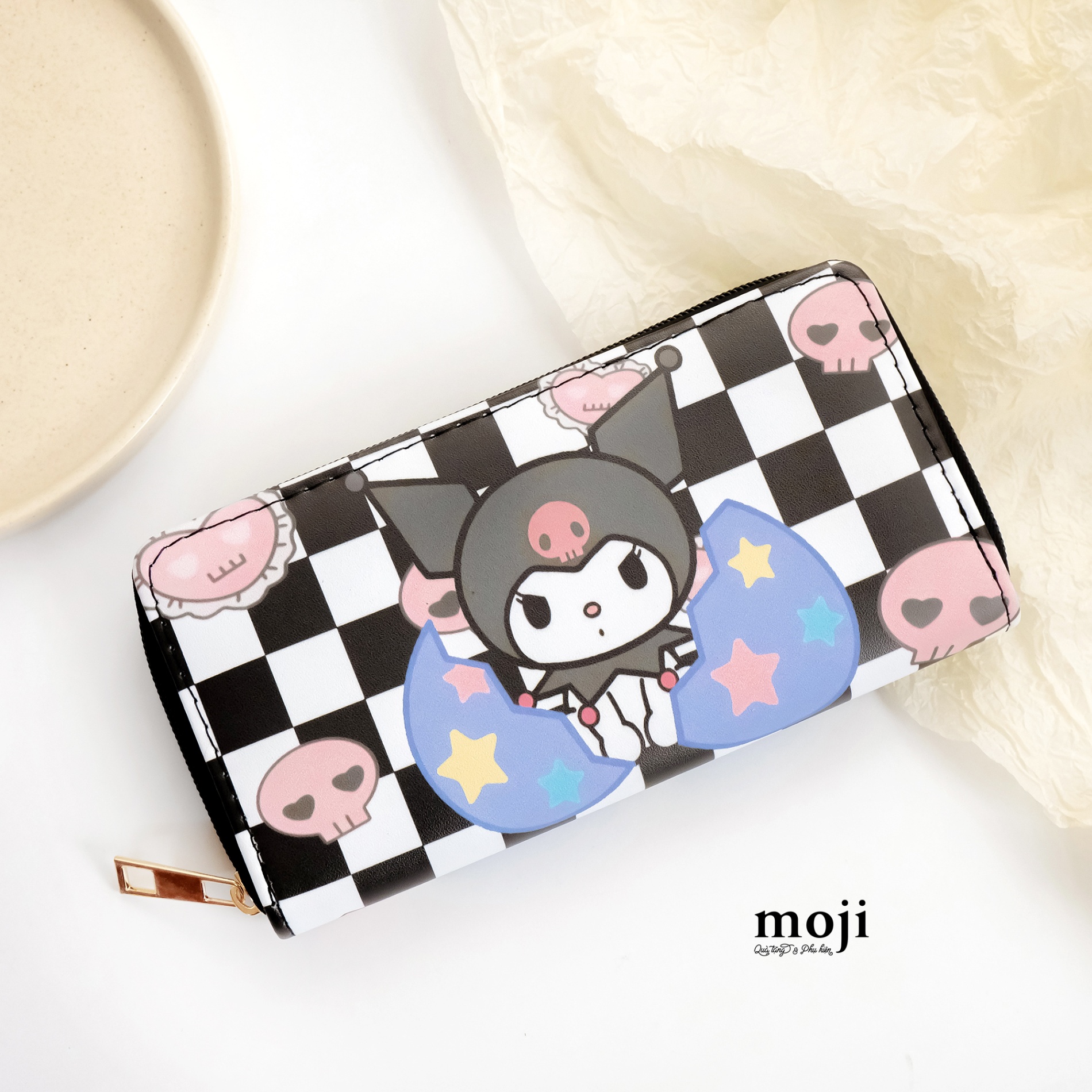 Ví da dáng dài Sanrio family Kuromi caro planet 10x19