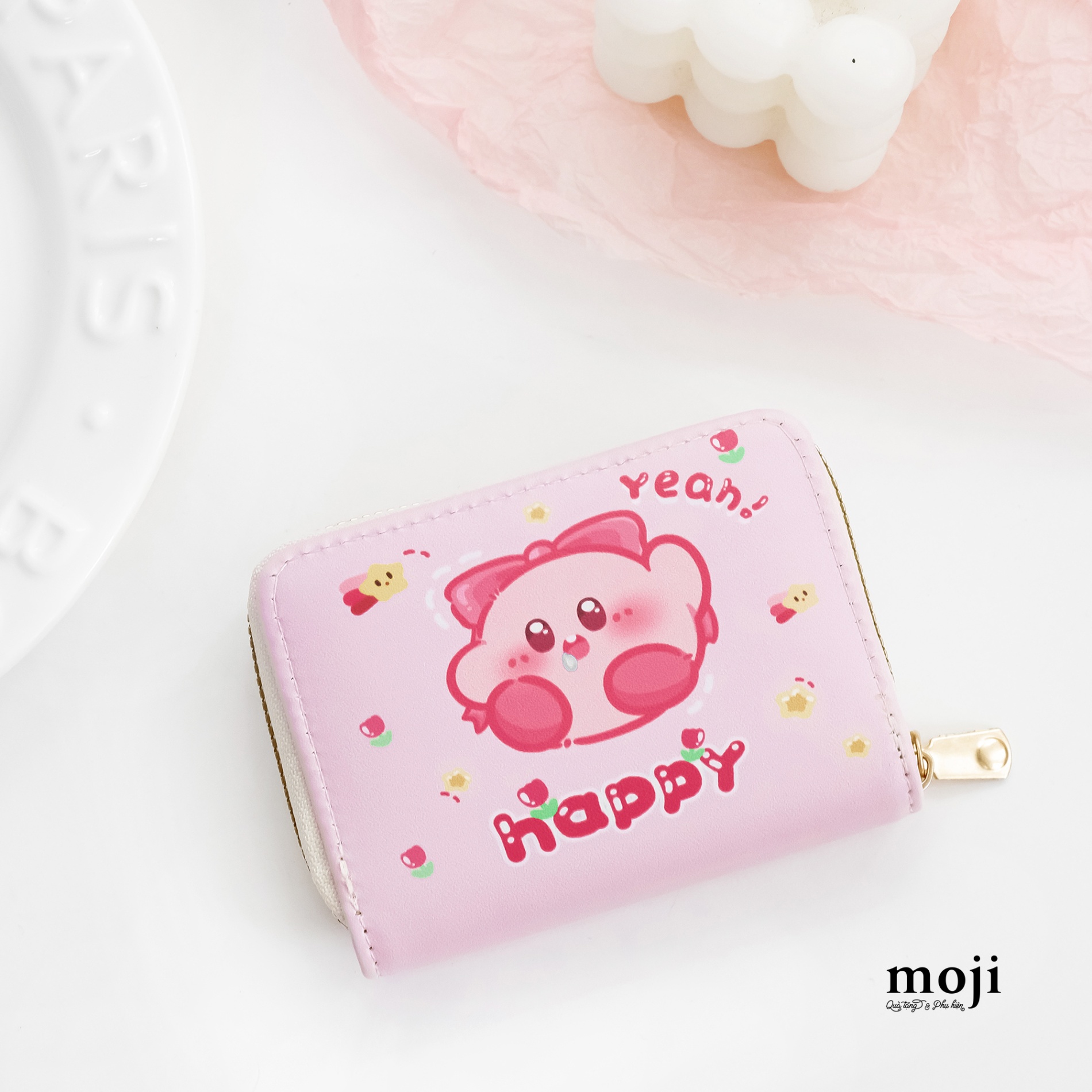 Ví da dáng ngắn Kirby tulip flower star happy 7x12
