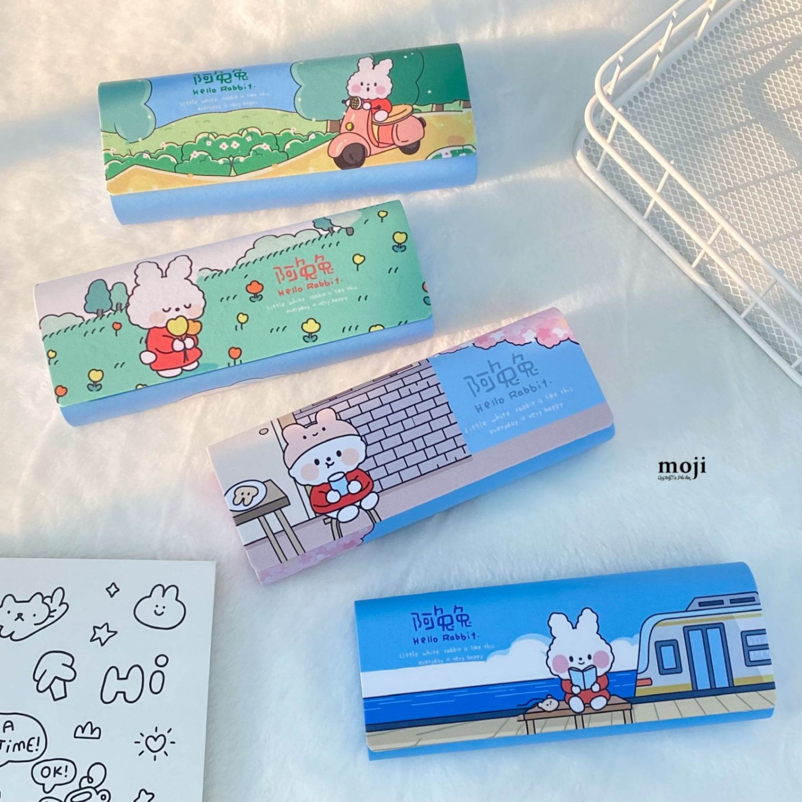 Hộp đựng kính bọc da Hello rabbit 6x15cm