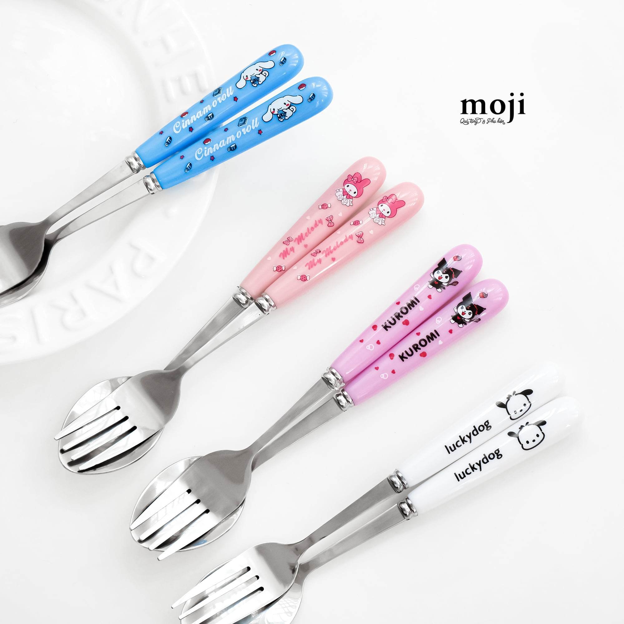 Bộ thìa muỗng nĩa kim loại Sanrio family little things