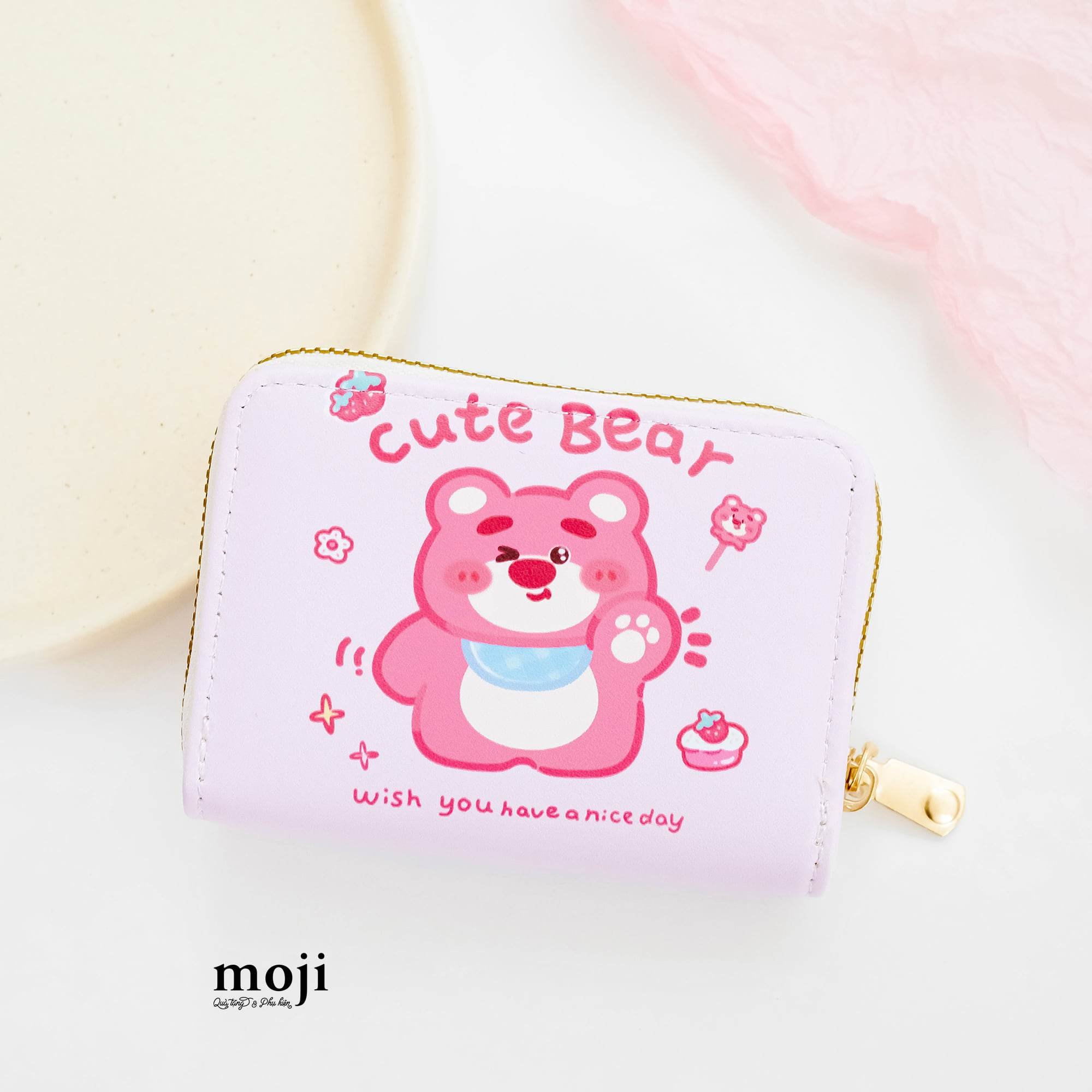 Ví da dáng ngắn TS Gấu dâu Lotso have a nice day 7x12
