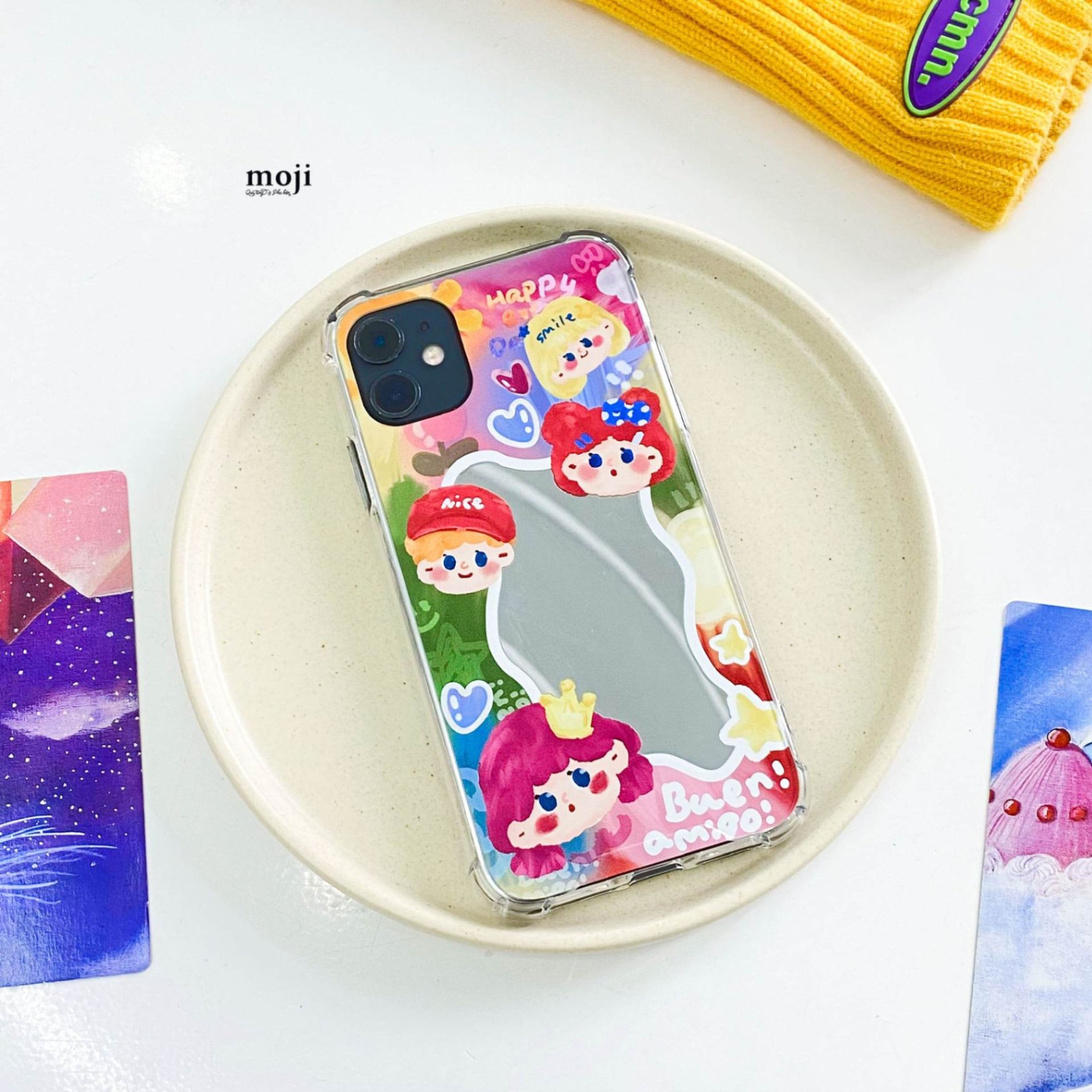 Ốp điện thoại gương Colorful boy and girl heart star